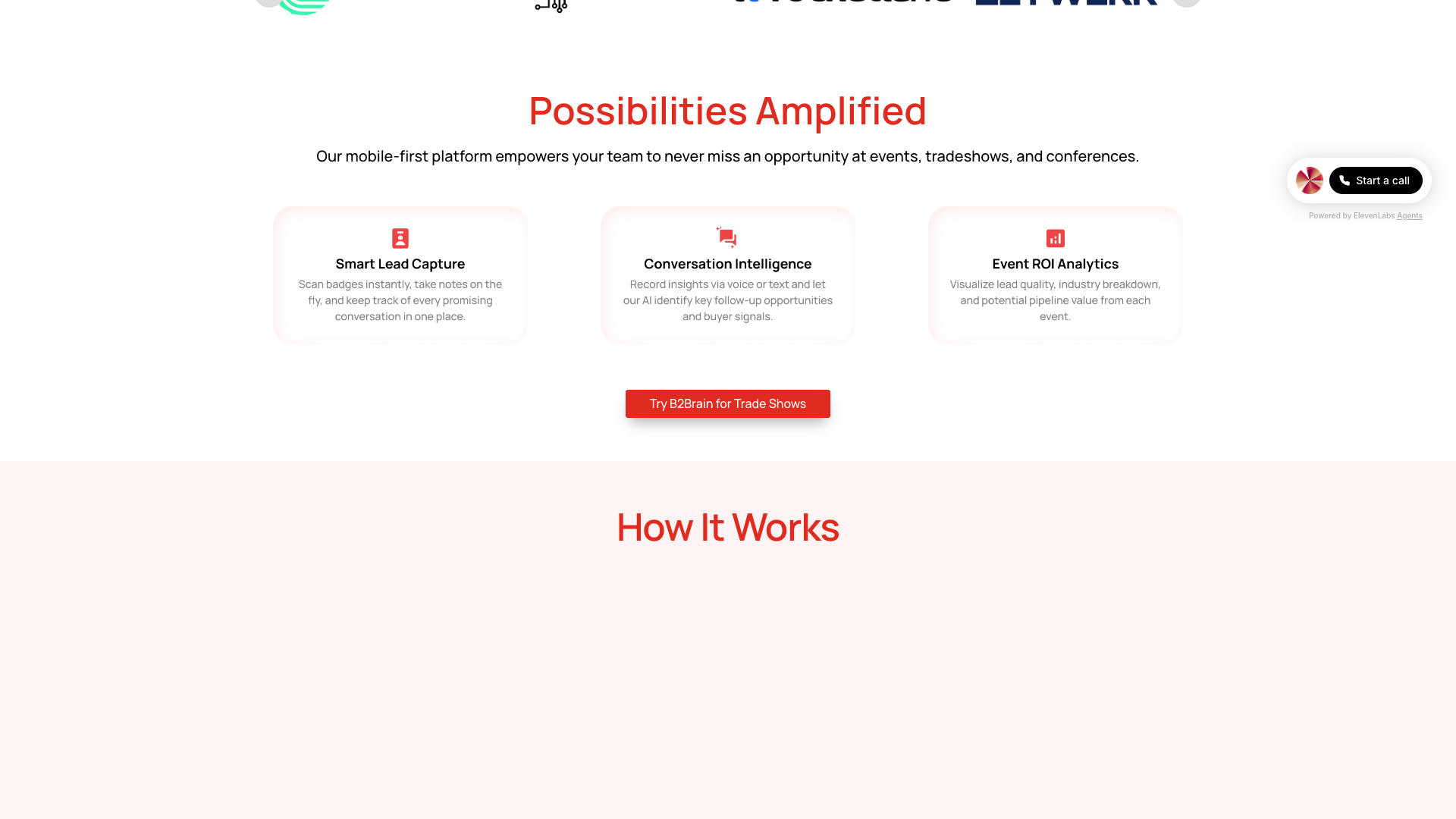 Features section on homepage