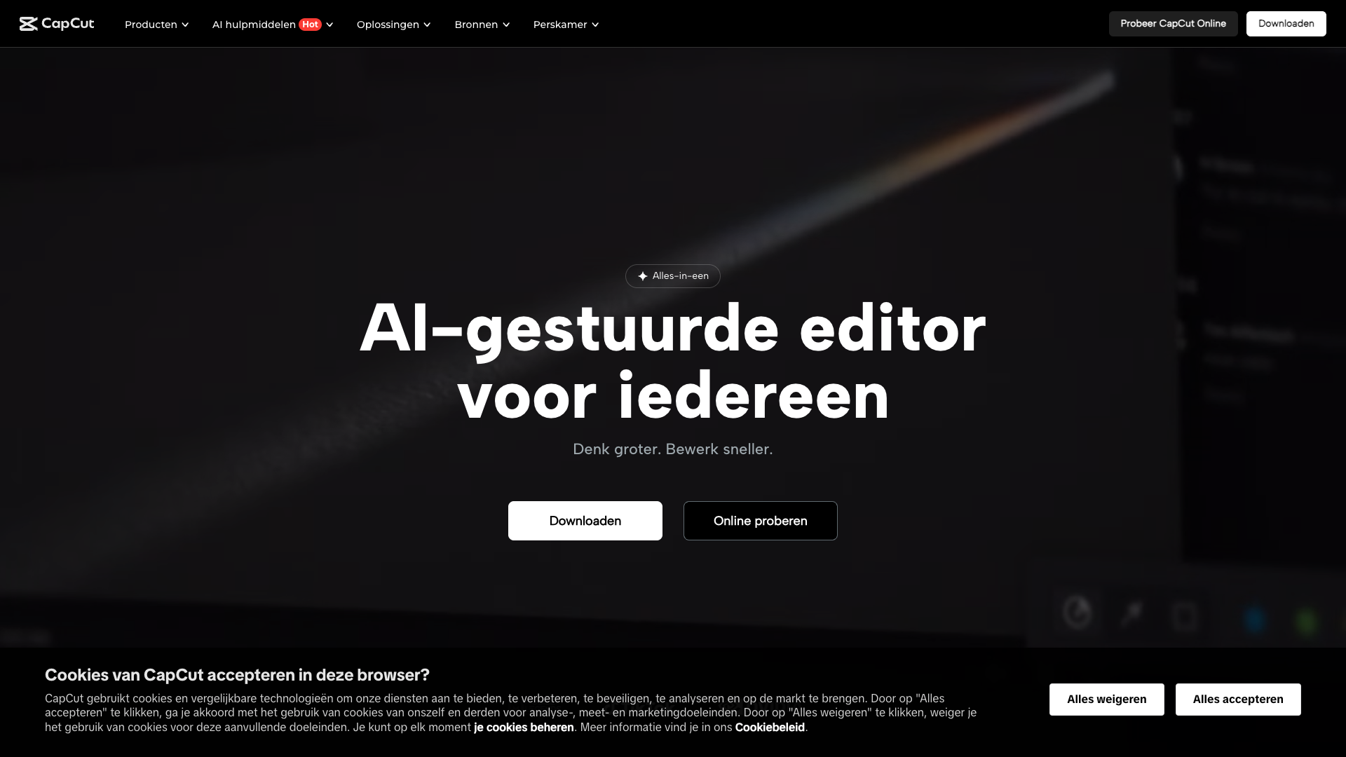 Library of music, stickers, effects, and filters section on homepage