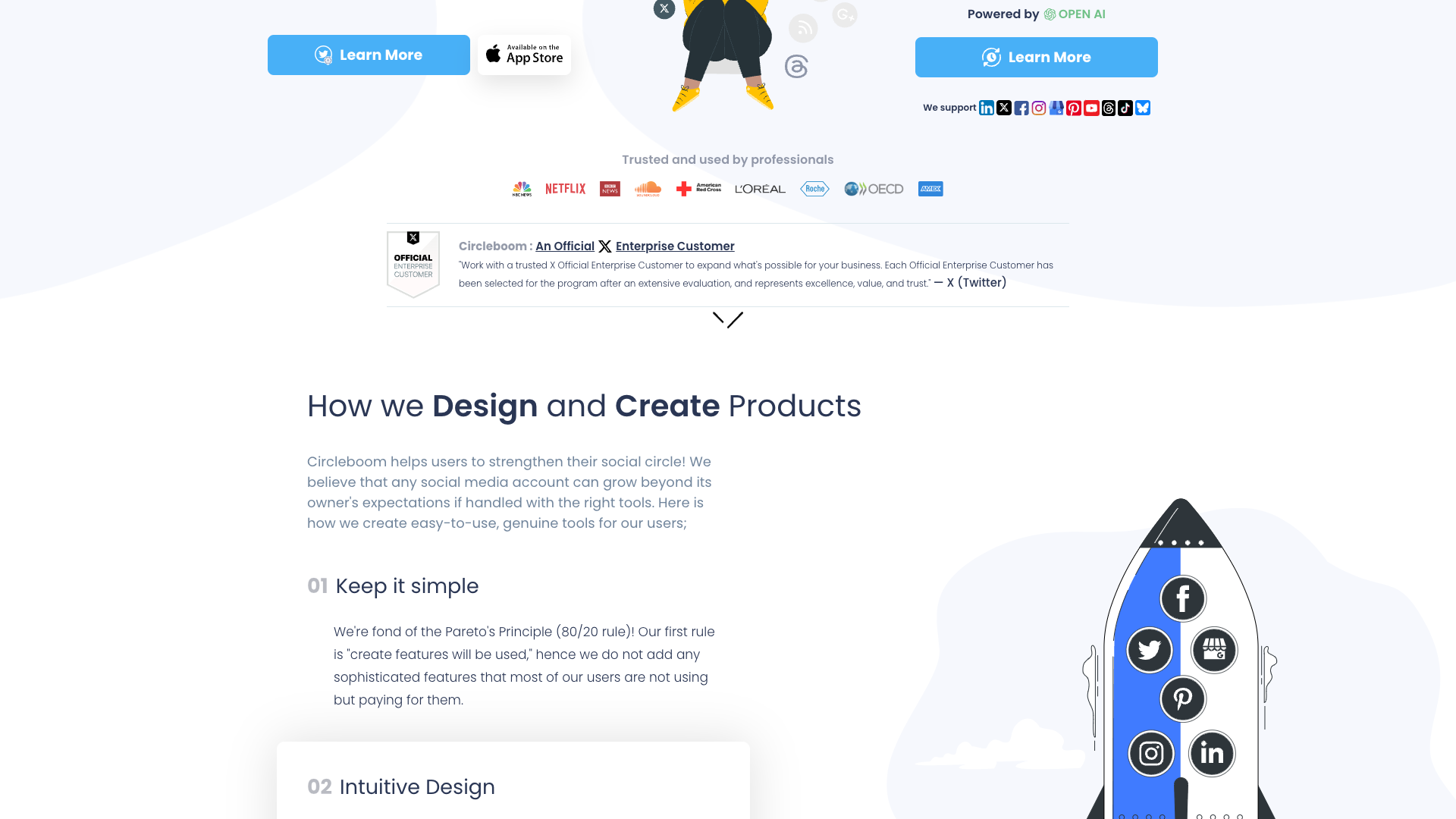 Features section on homepage outlining core value proposition