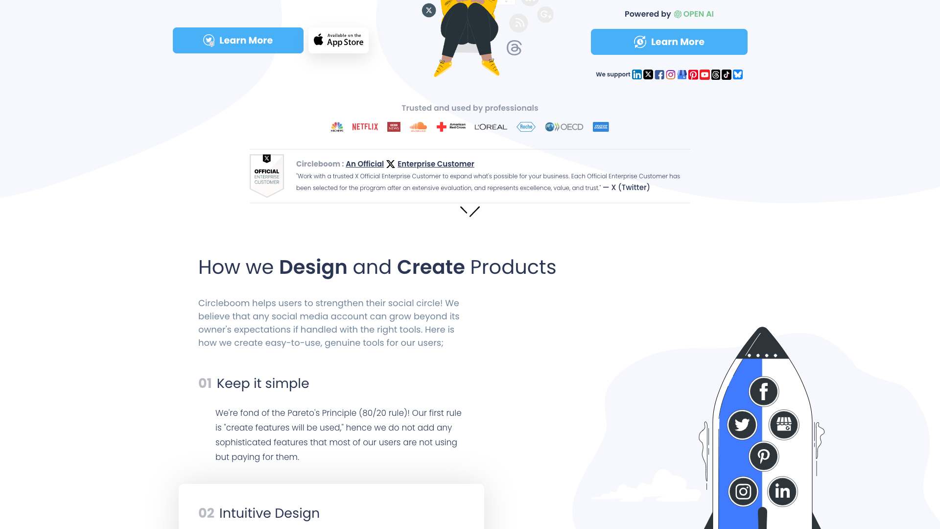 Features section on homepage highlighting Circleboom's core products