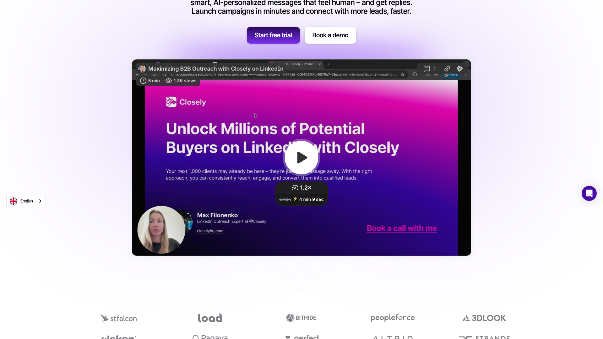 About Us section on homepage explaining Closely's value proposition