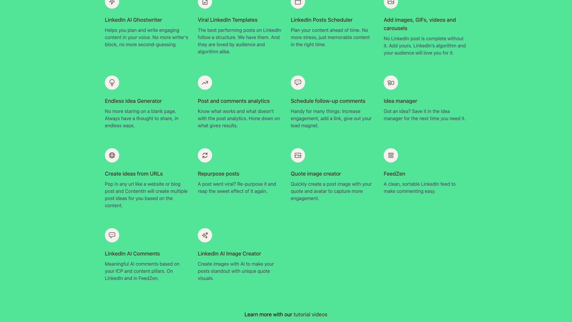 Features section highlighting ease of use and AI capabilities