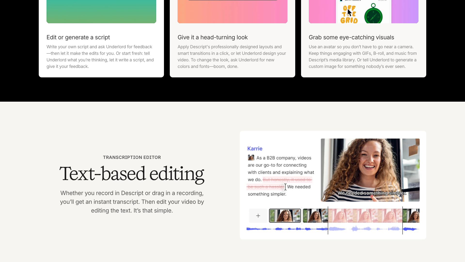 Features section on homepage
