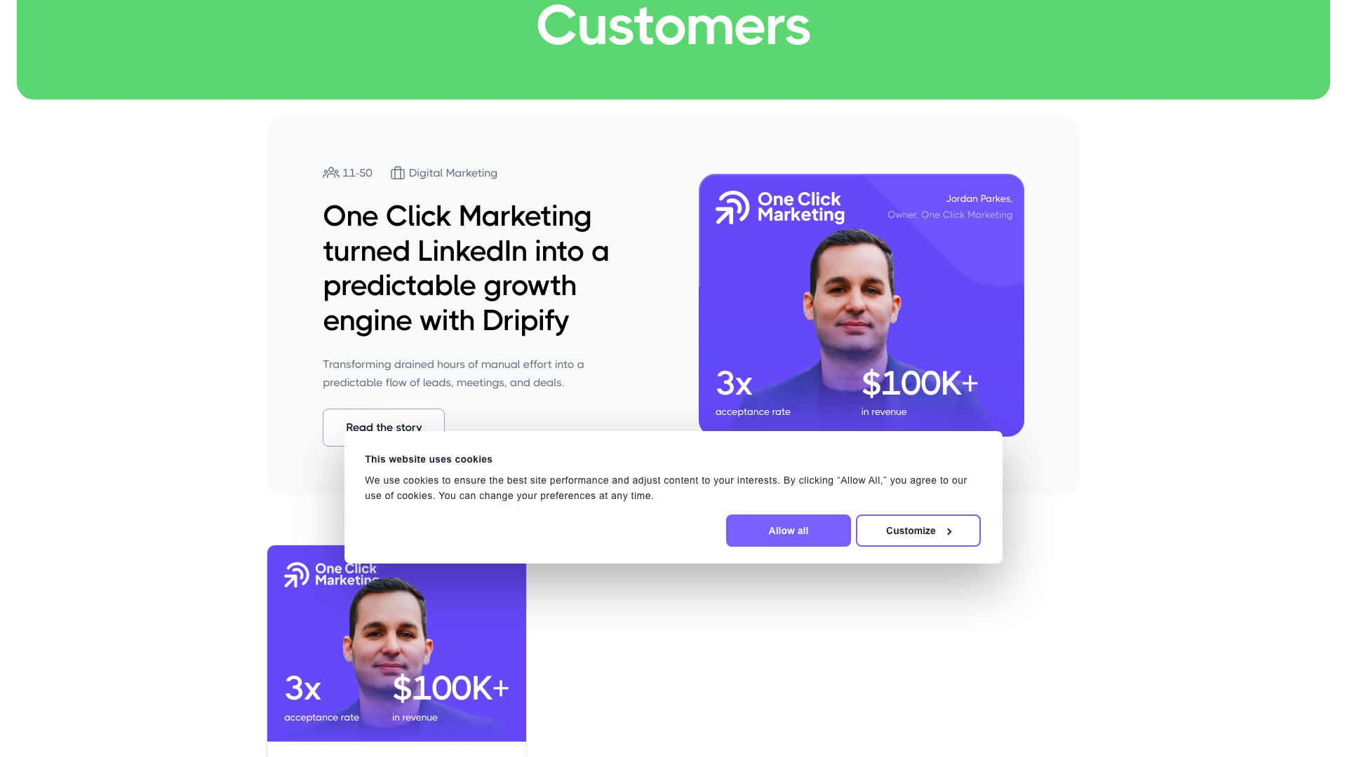 Customer testimonials showcasing social proof