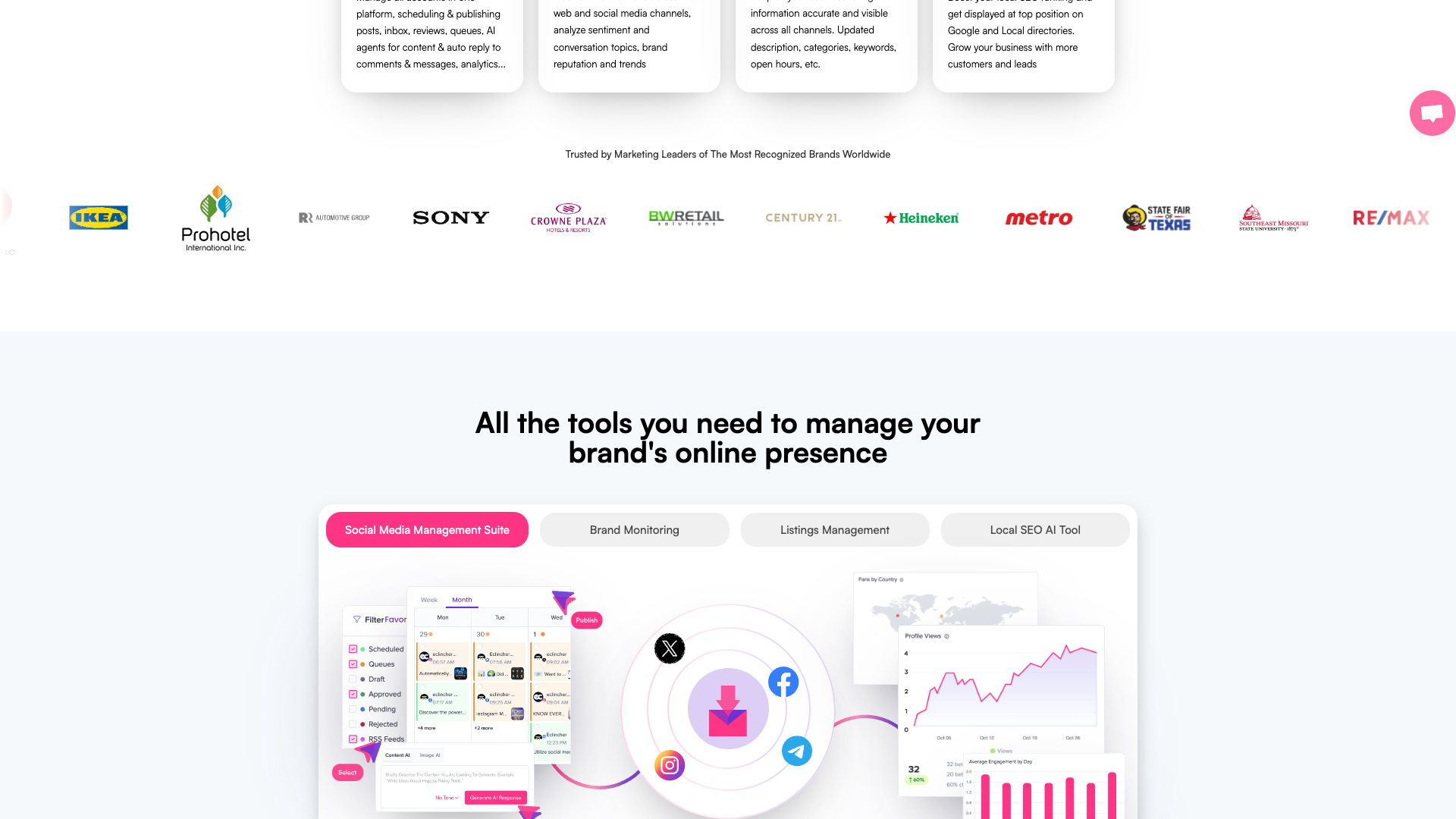 Analytics feature on homepage