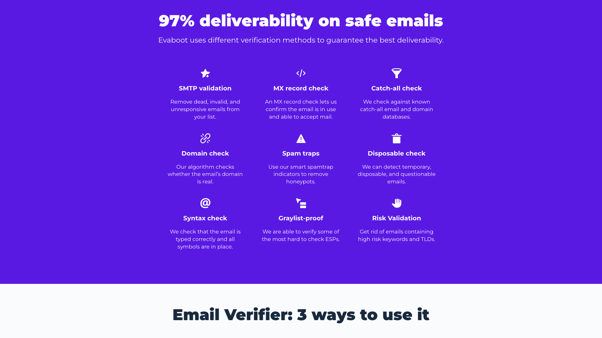Email Verifier page showcasing validation features