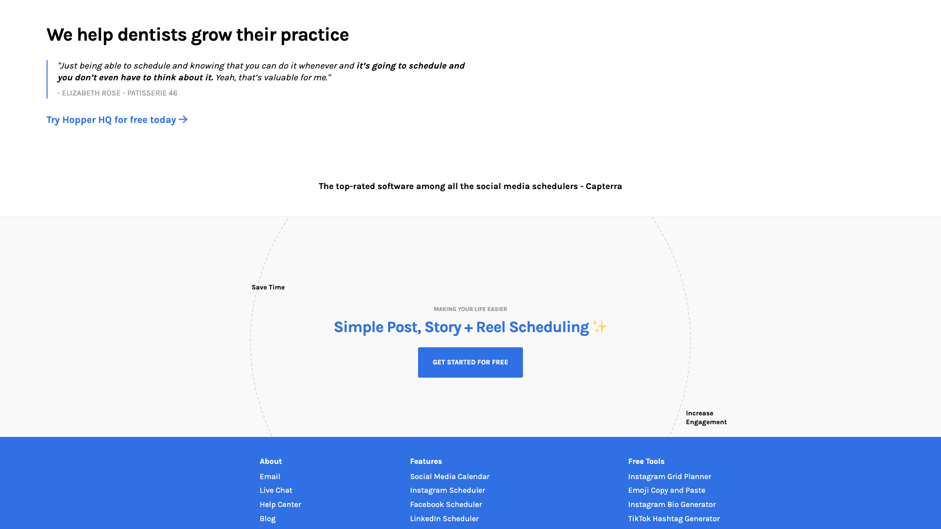 Homepage section displaying 4.7 out of 5 rating and ease of use claim