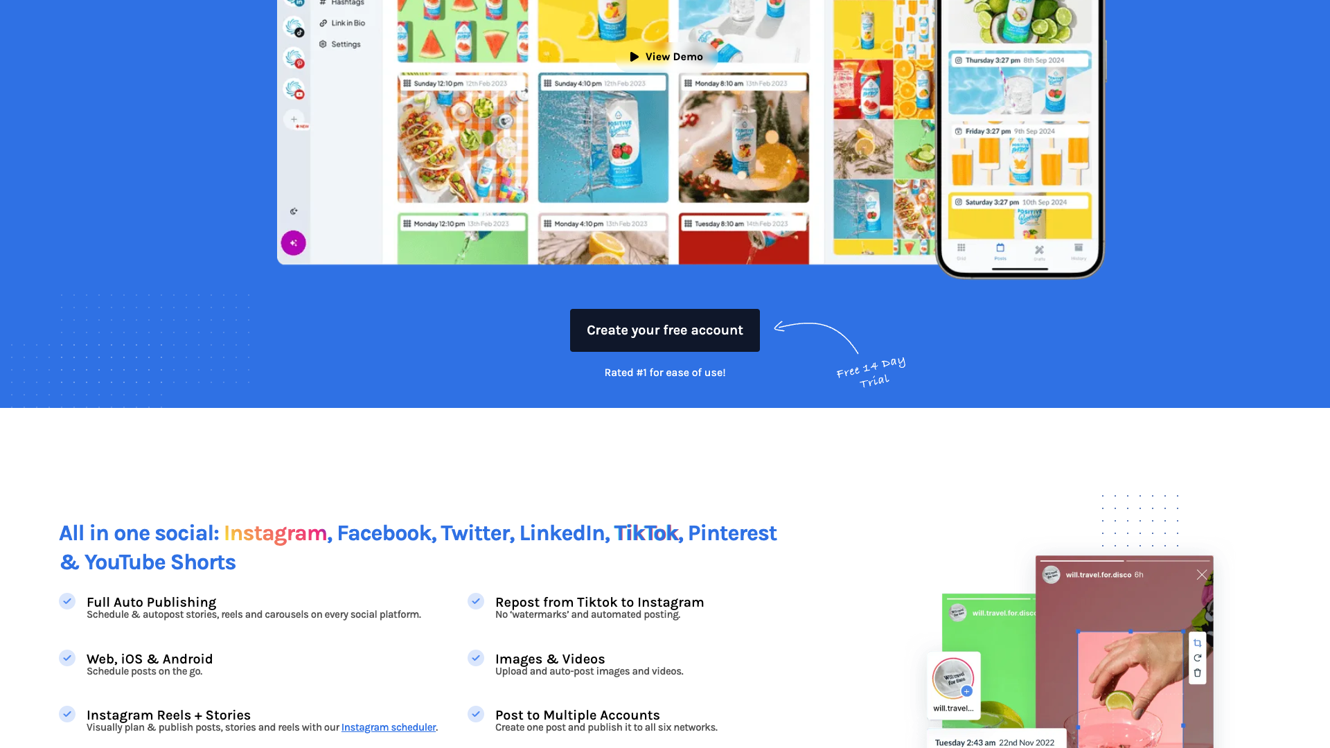 Automation features section on homepage