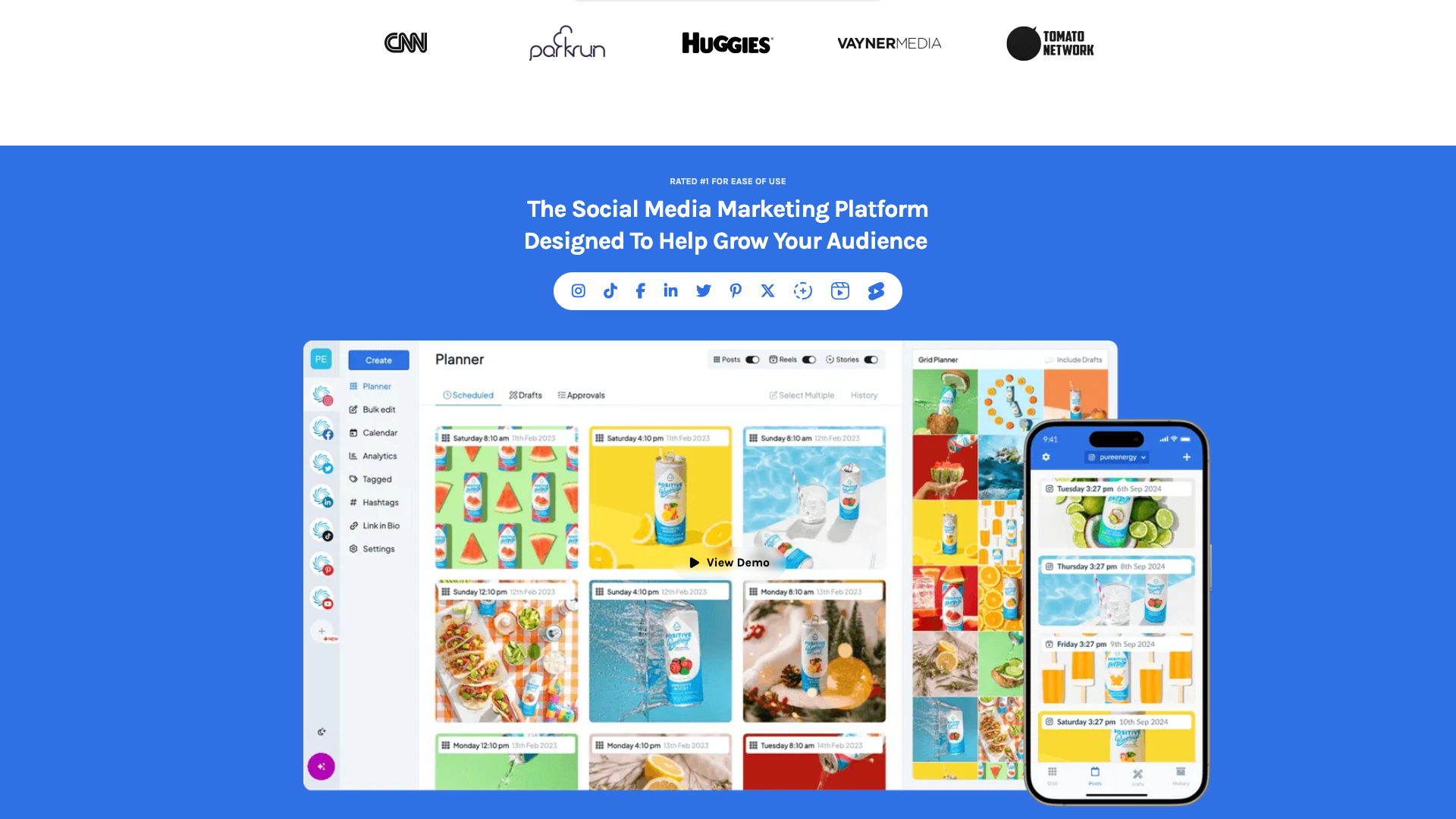 Multiplatform posting section on homepage
