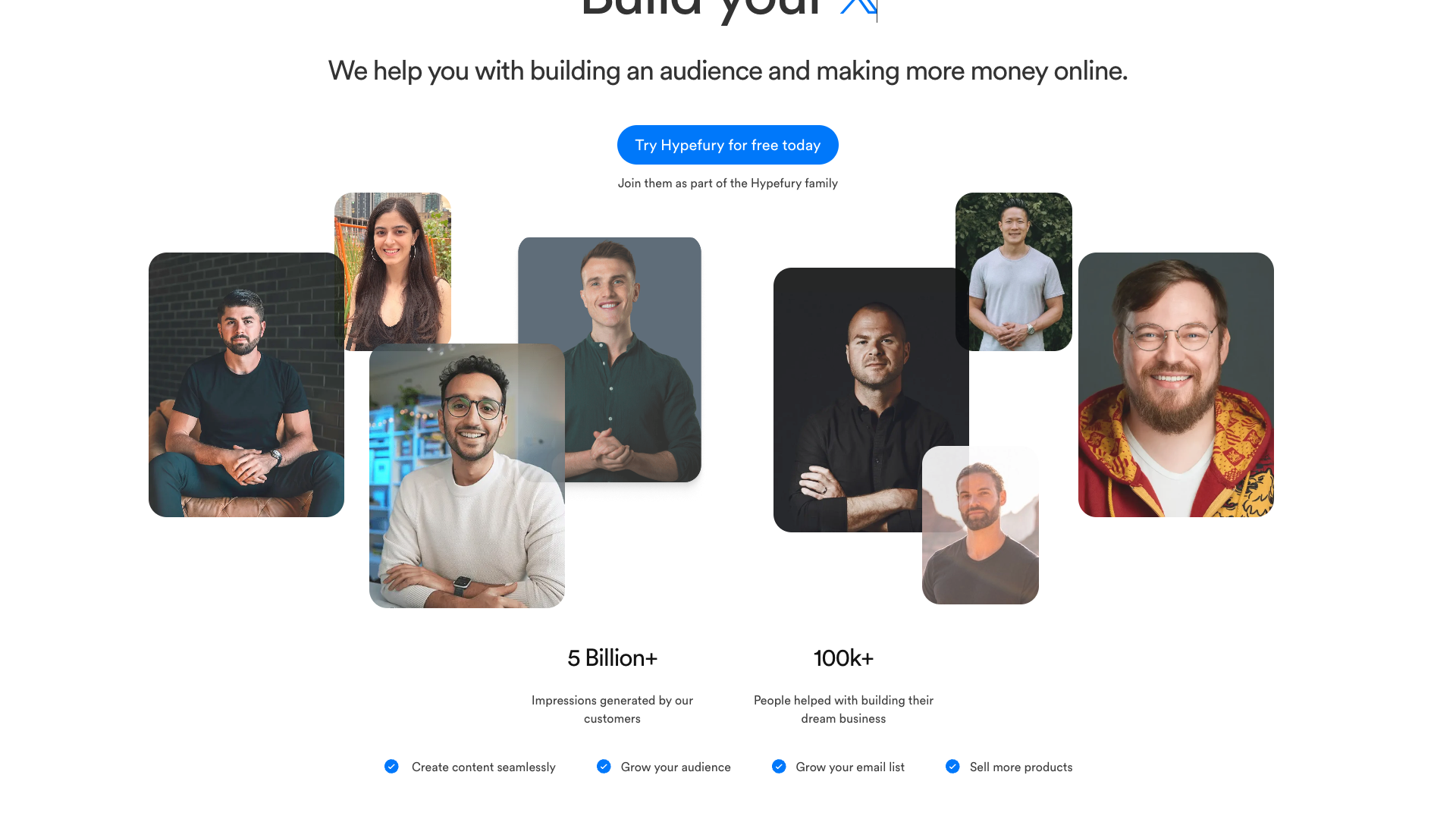 Features section on homepage highlighting social media scheduling and automation tools