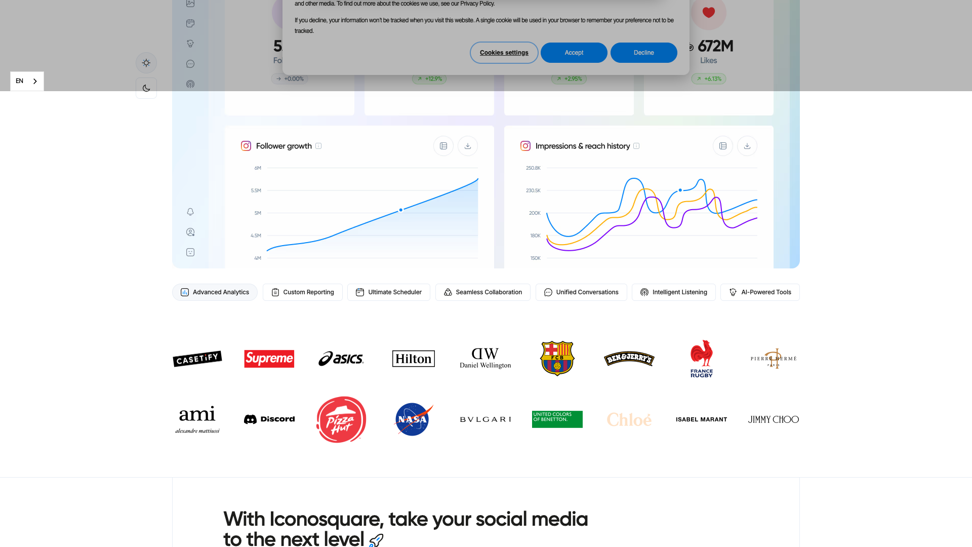 Features section on homepage showcasing analytics-first tools