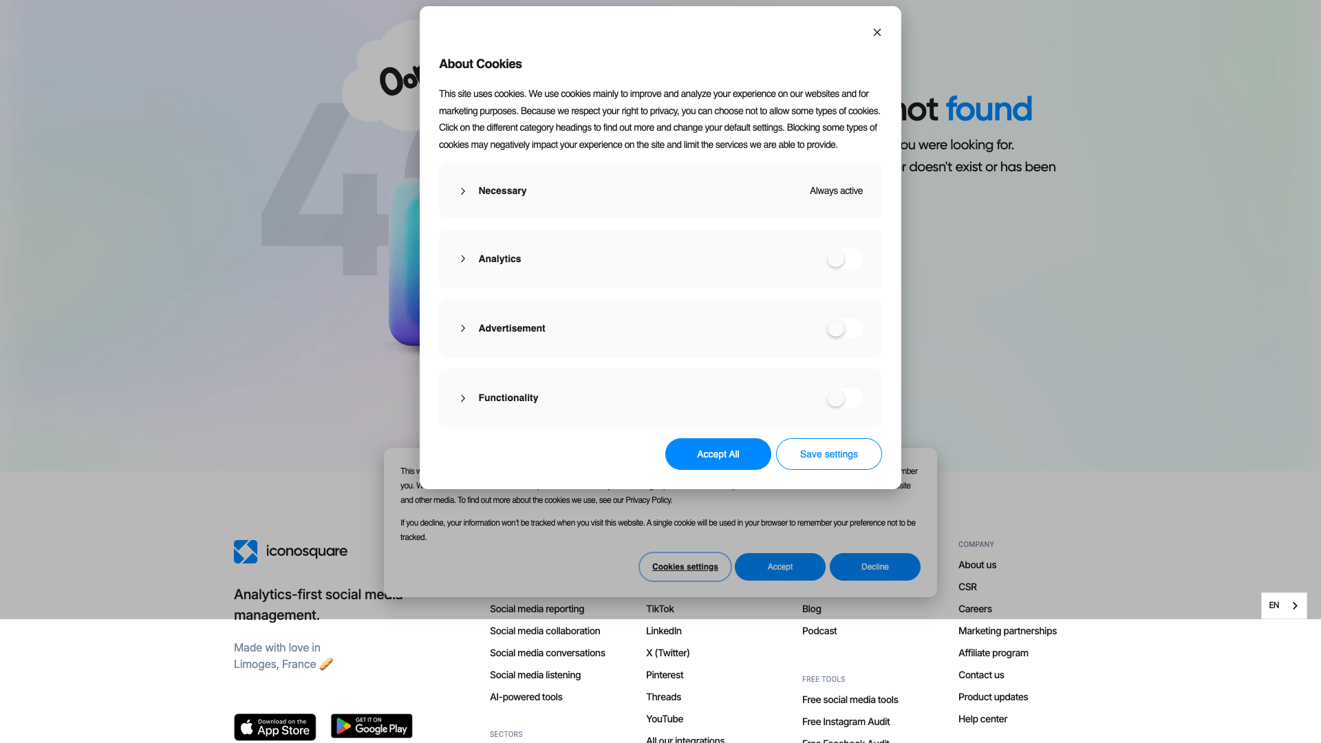 Features overview of Iconosquare including Analytics, Scheduling, and AI tools