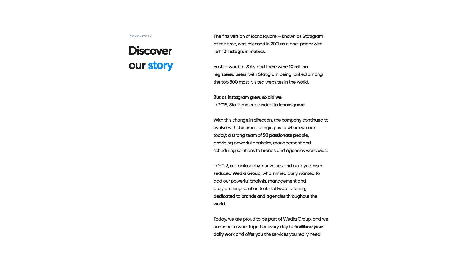 About Iconosquare highlighting key capabilities and mission