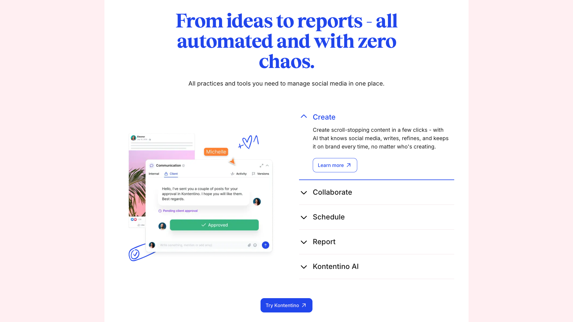 Brand Hub section on homepage showcasing brand voice features