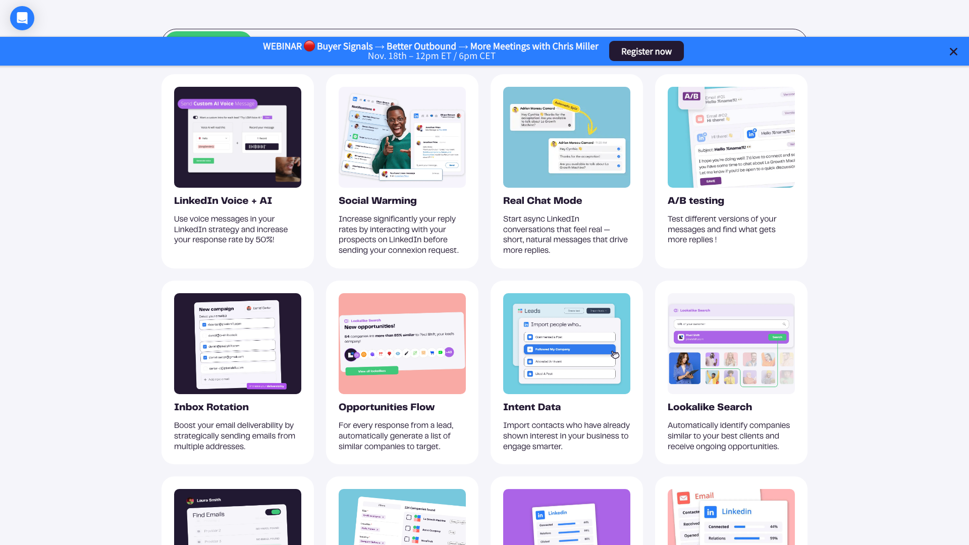 Features of La Growth Machine highlighting multichannel capabilities