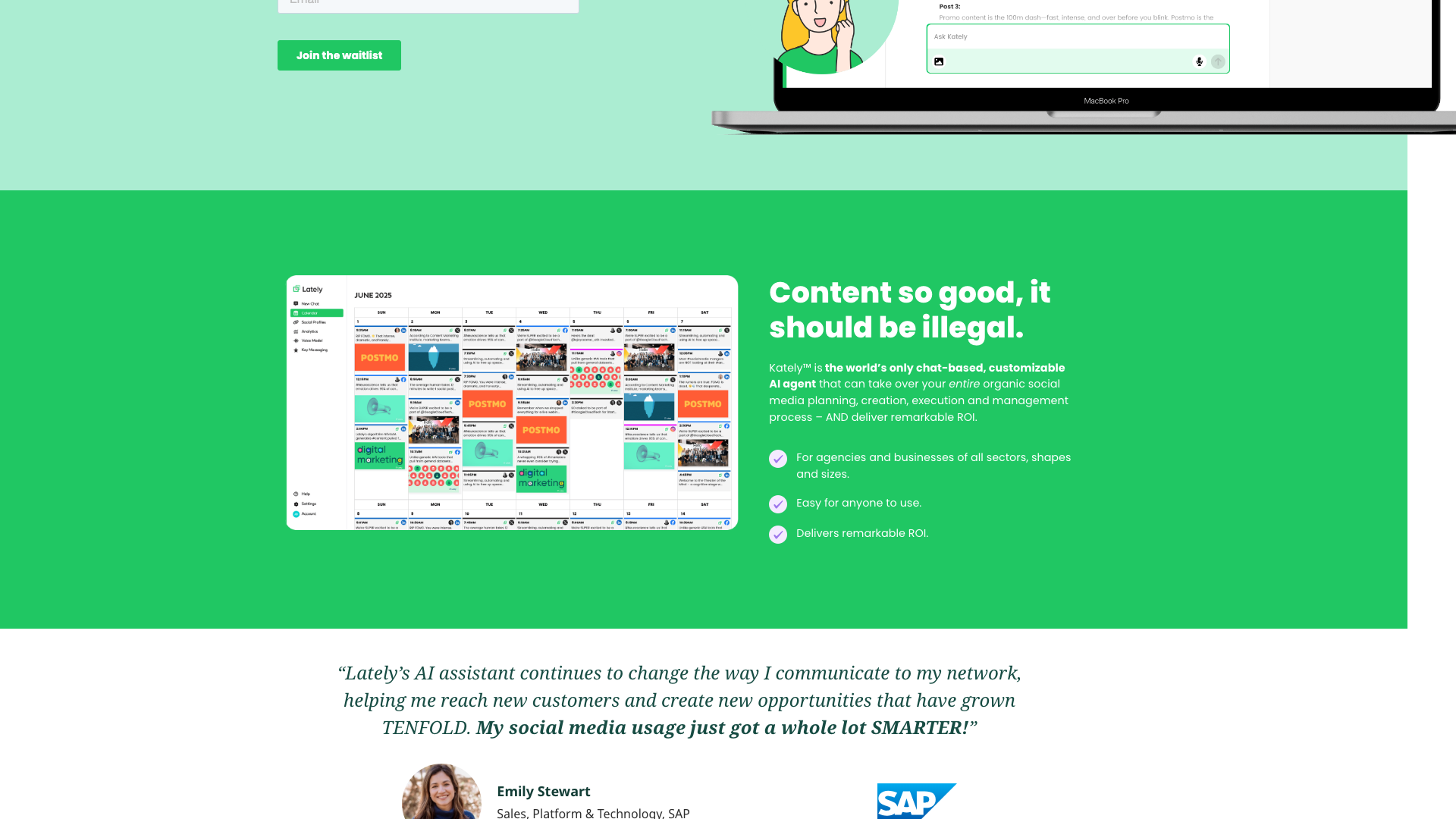 Features section on homepage highlighting key capabilities