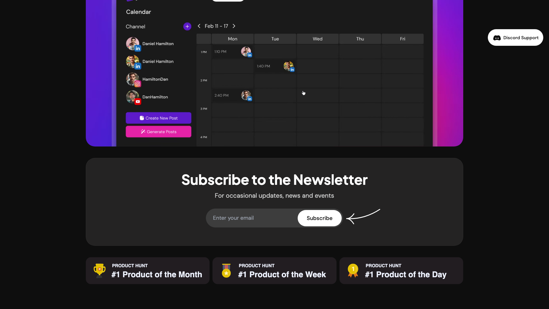 Features section on homepage highlighting core value propositions