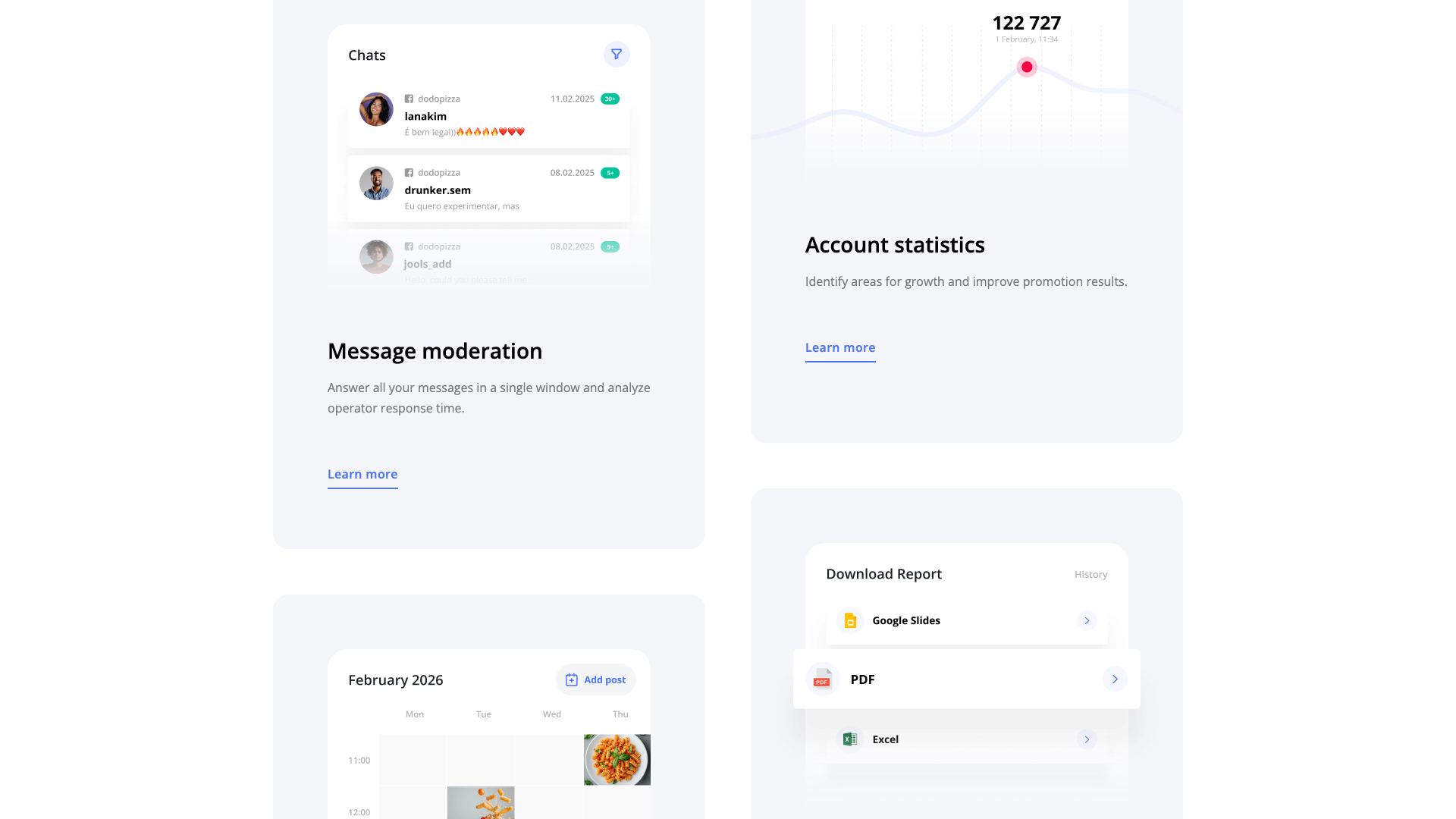 Reports tool information on homepage