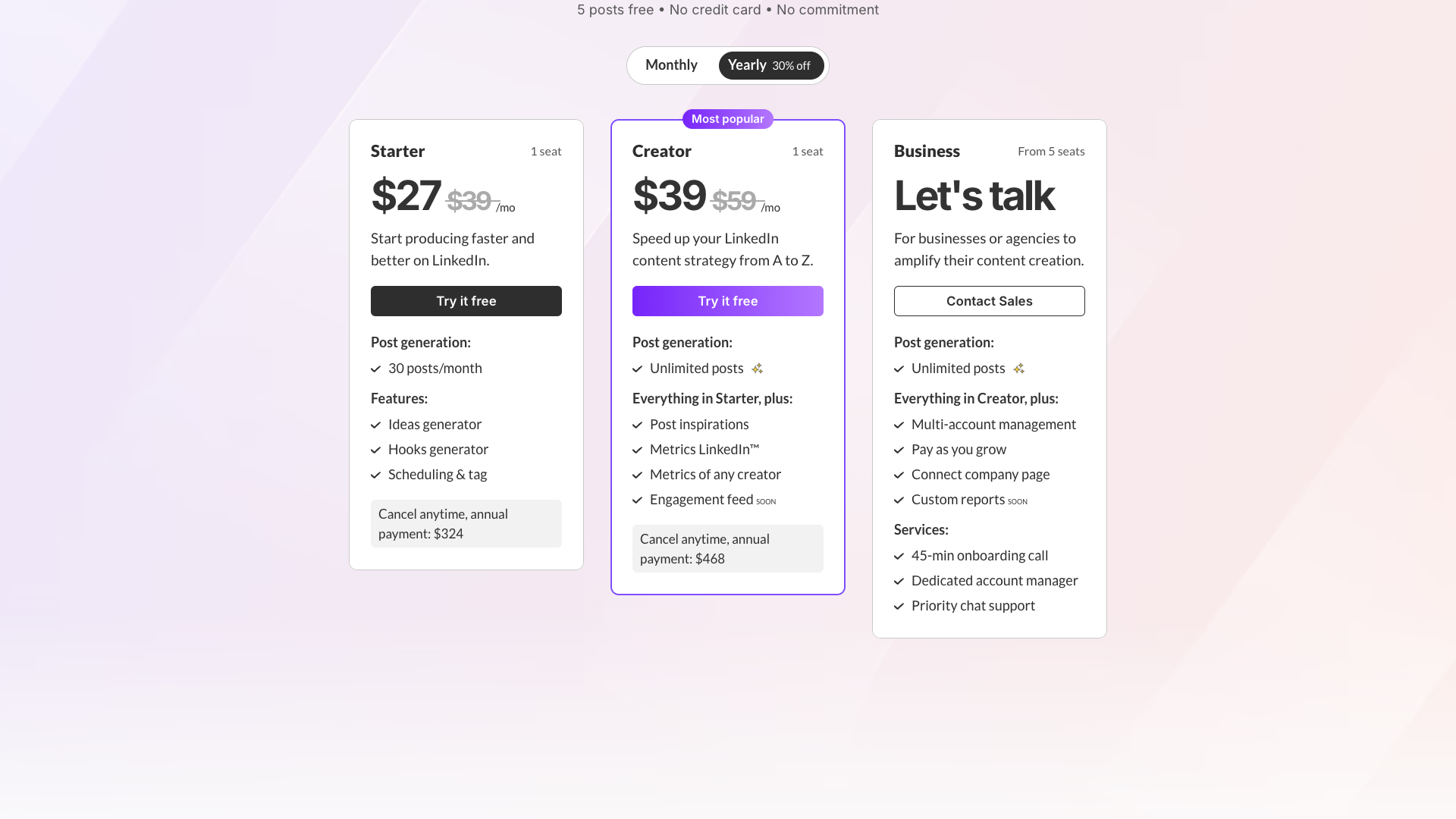 Pricing plans for MagicPost
