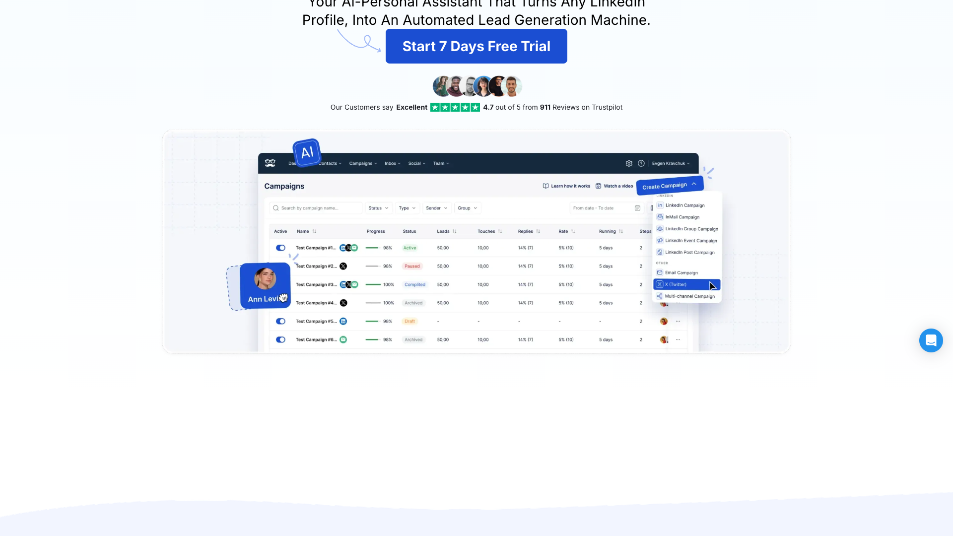 Overview of features on the homepage