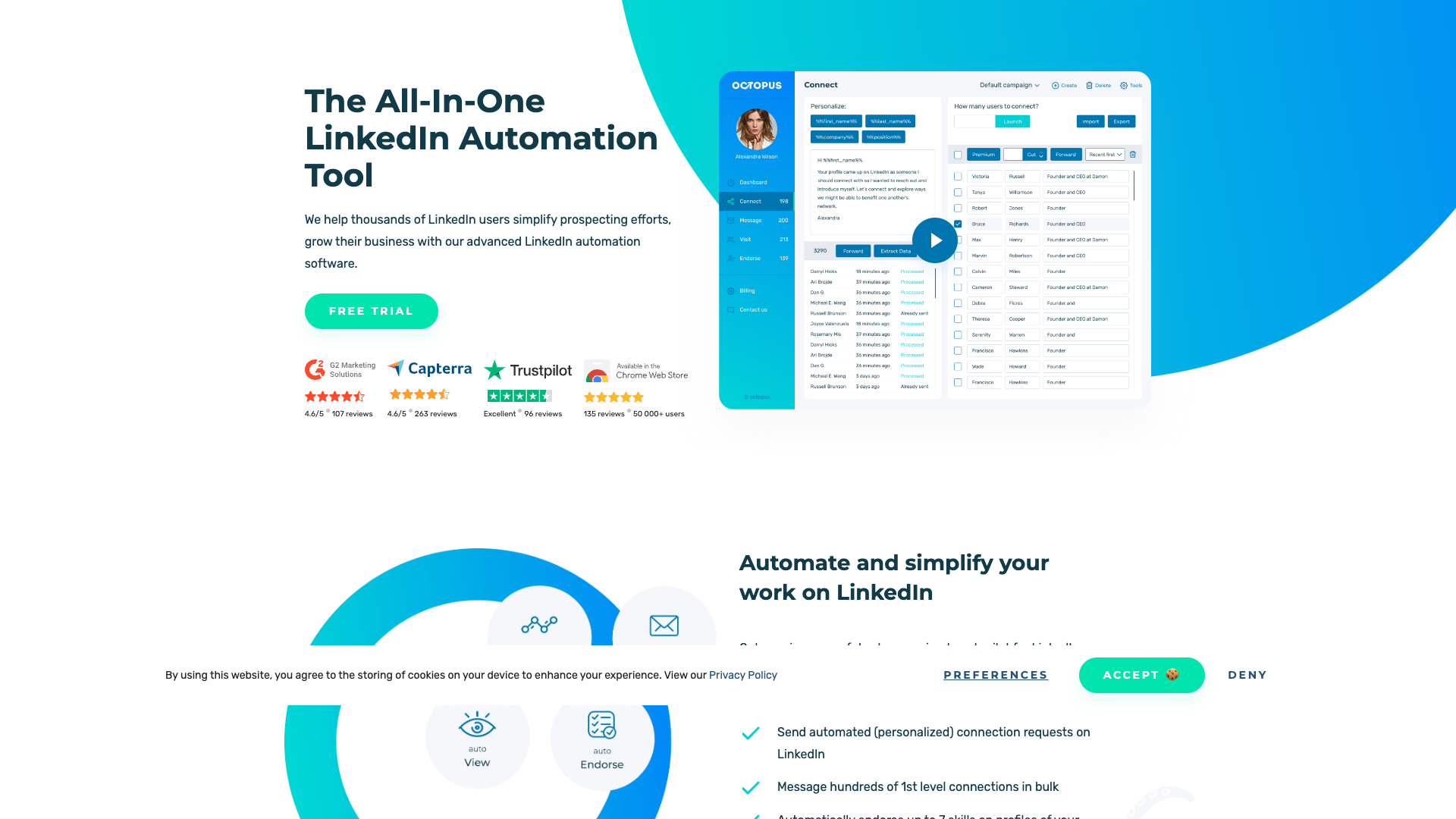 Features section on Octopus CRM homepage