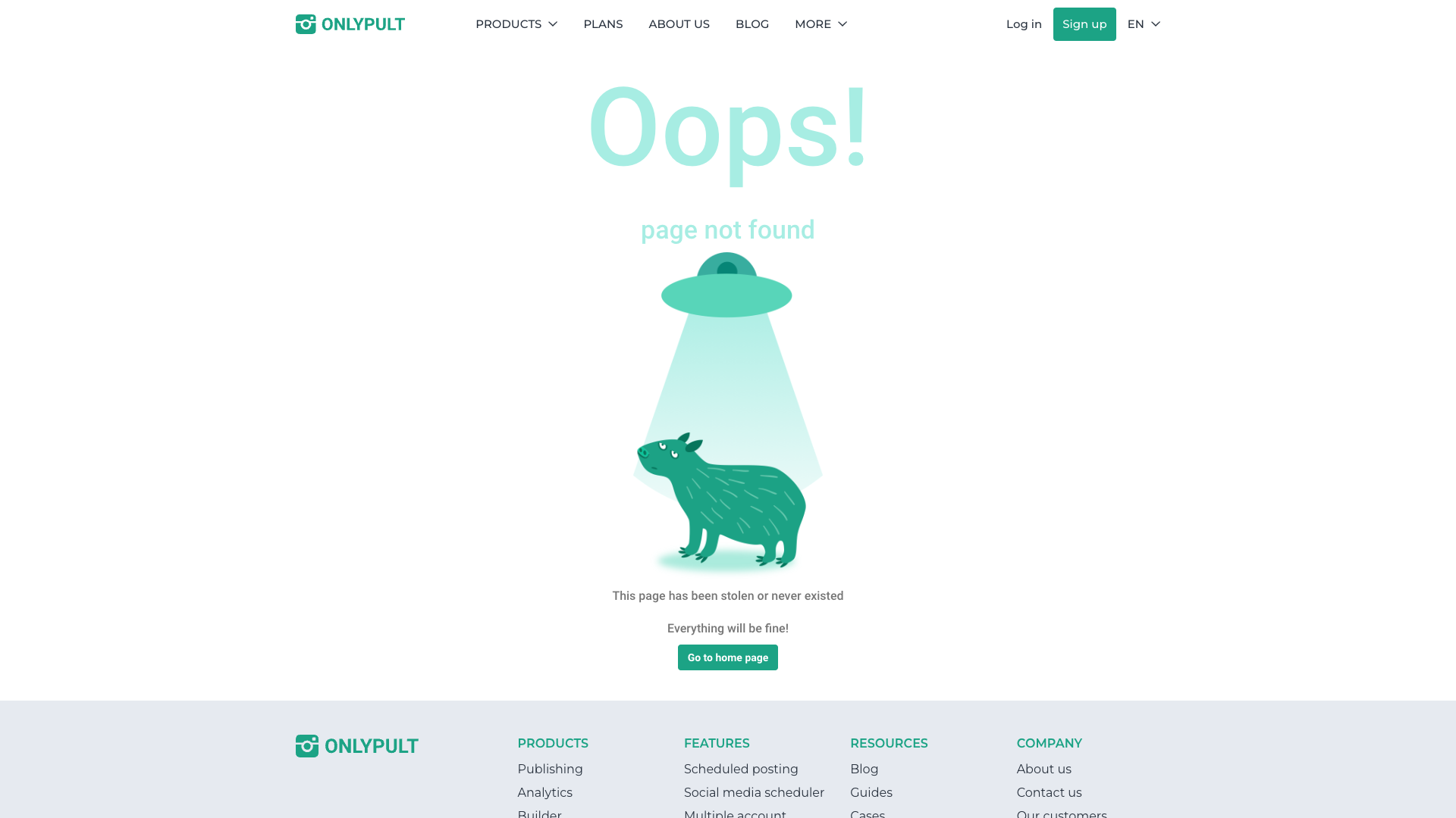 Features overview highlighting publishing, analytics, and automation tools