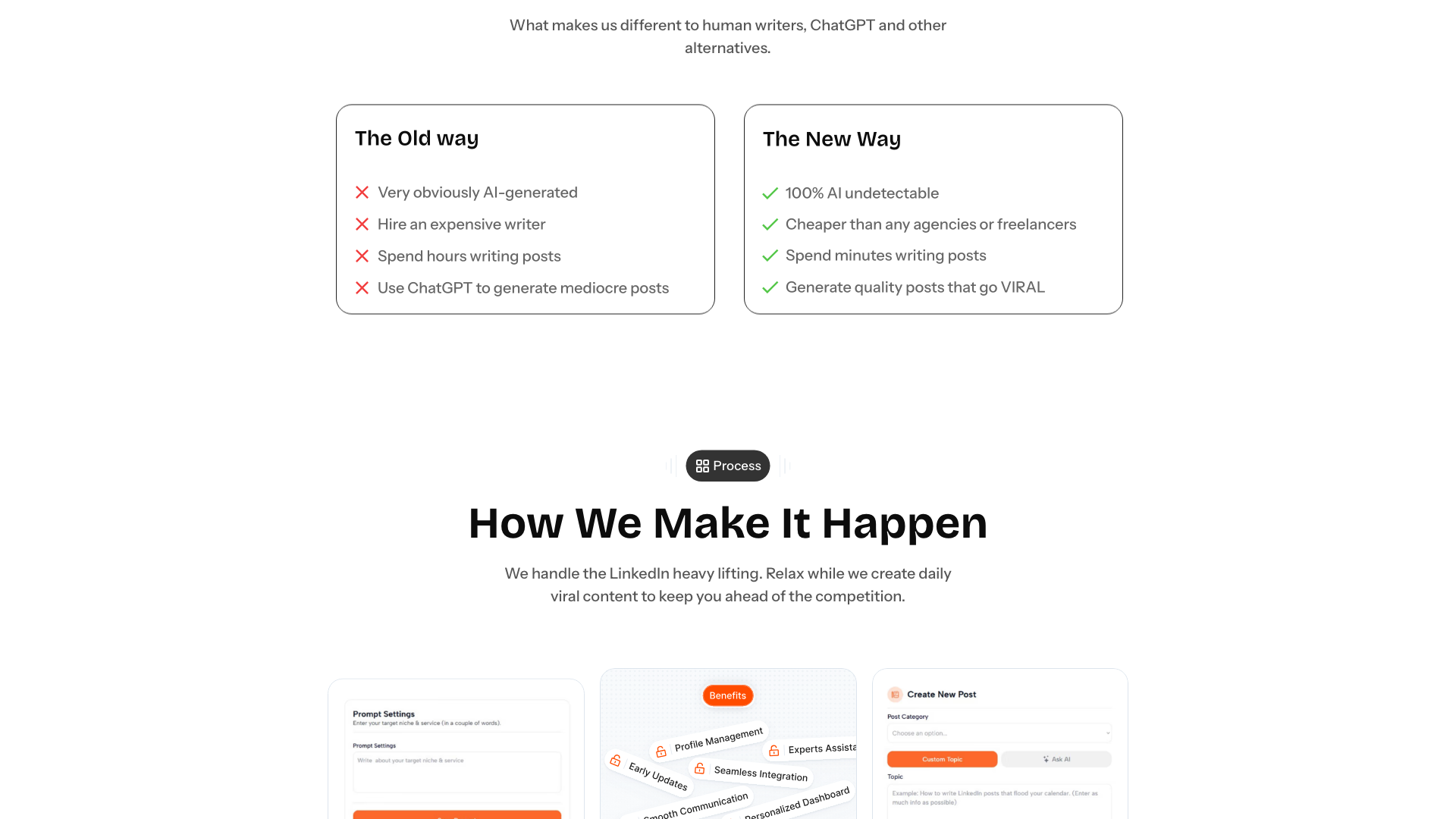 AI Writing capability section describing the trained AI ghostwriter
