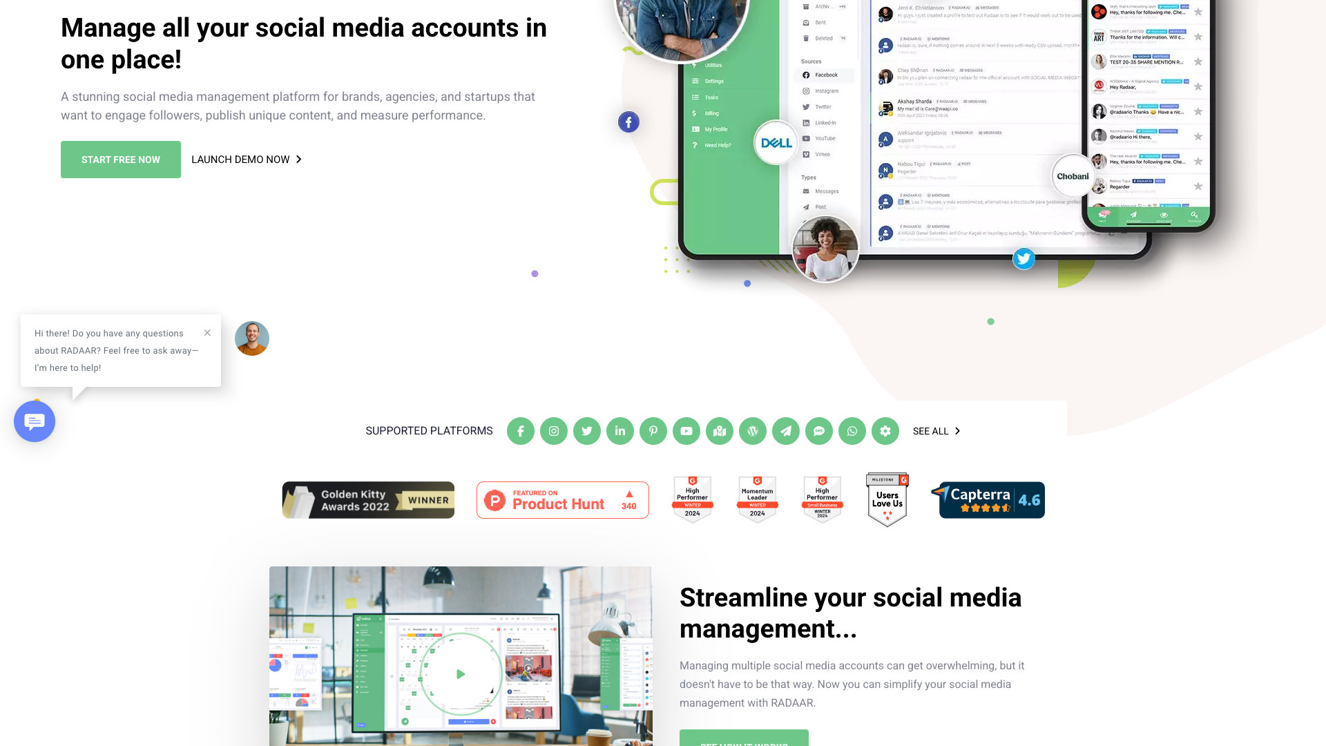 Password Manager feature overview on RADAAR homepage