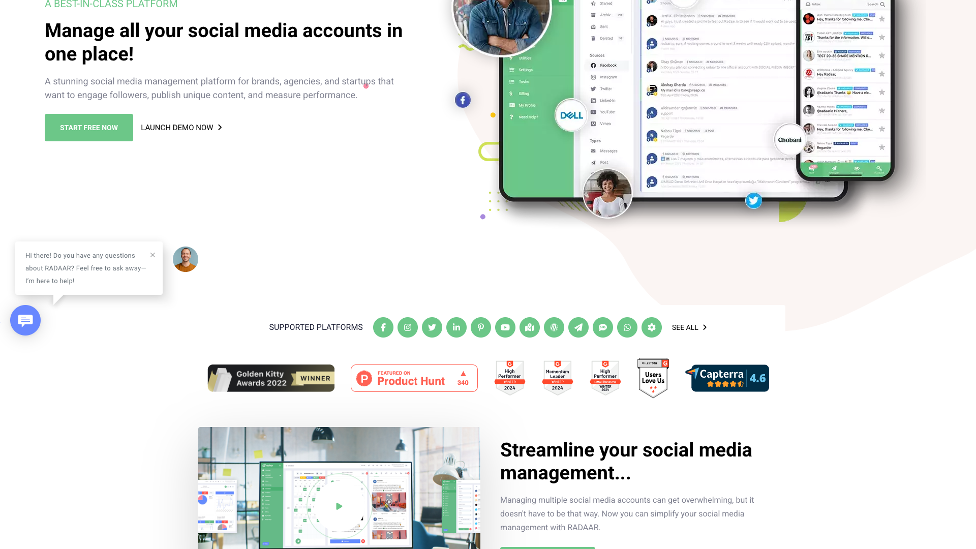 Pricing page showing different plans for RADAAR