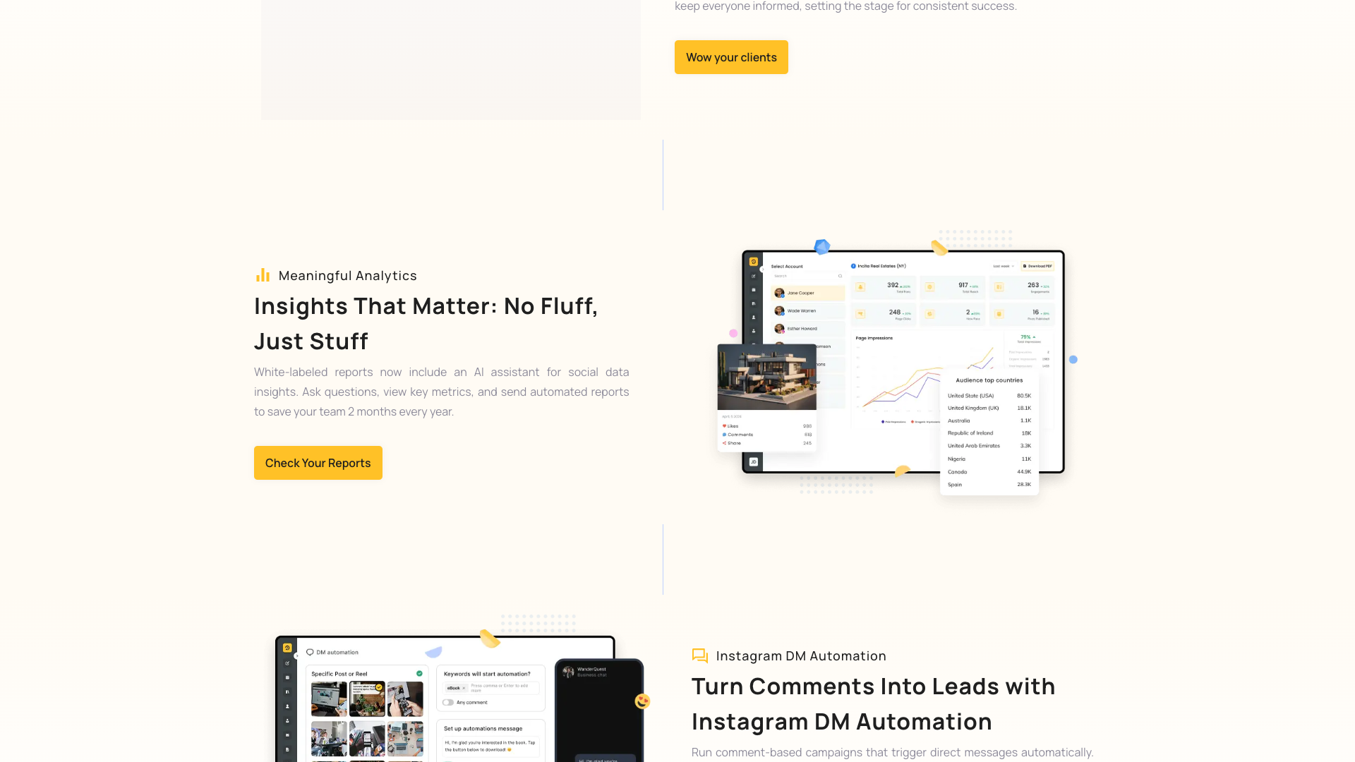 Case studies section on homepage featuring success stories