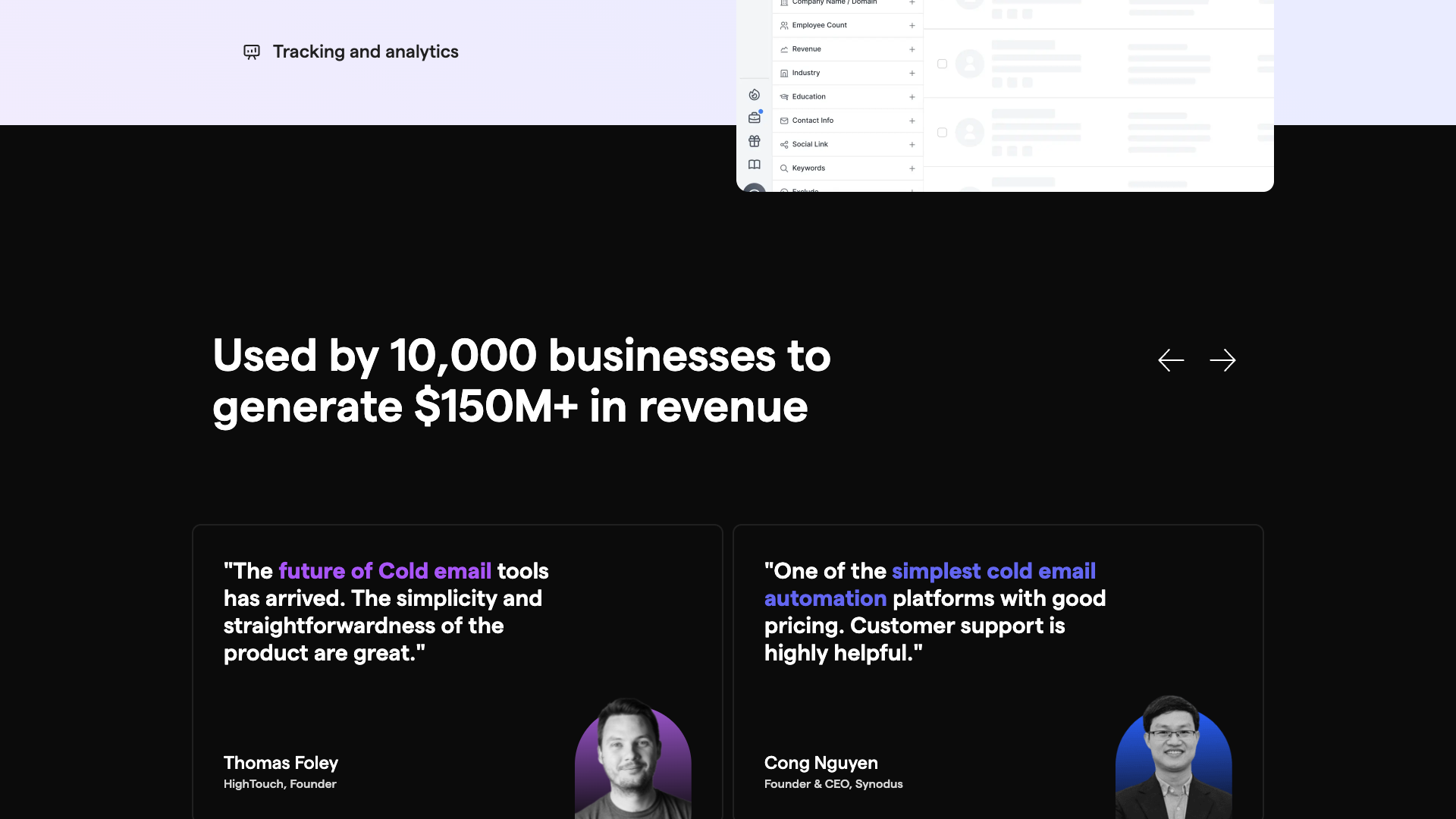 B2B Lead Finder feature section