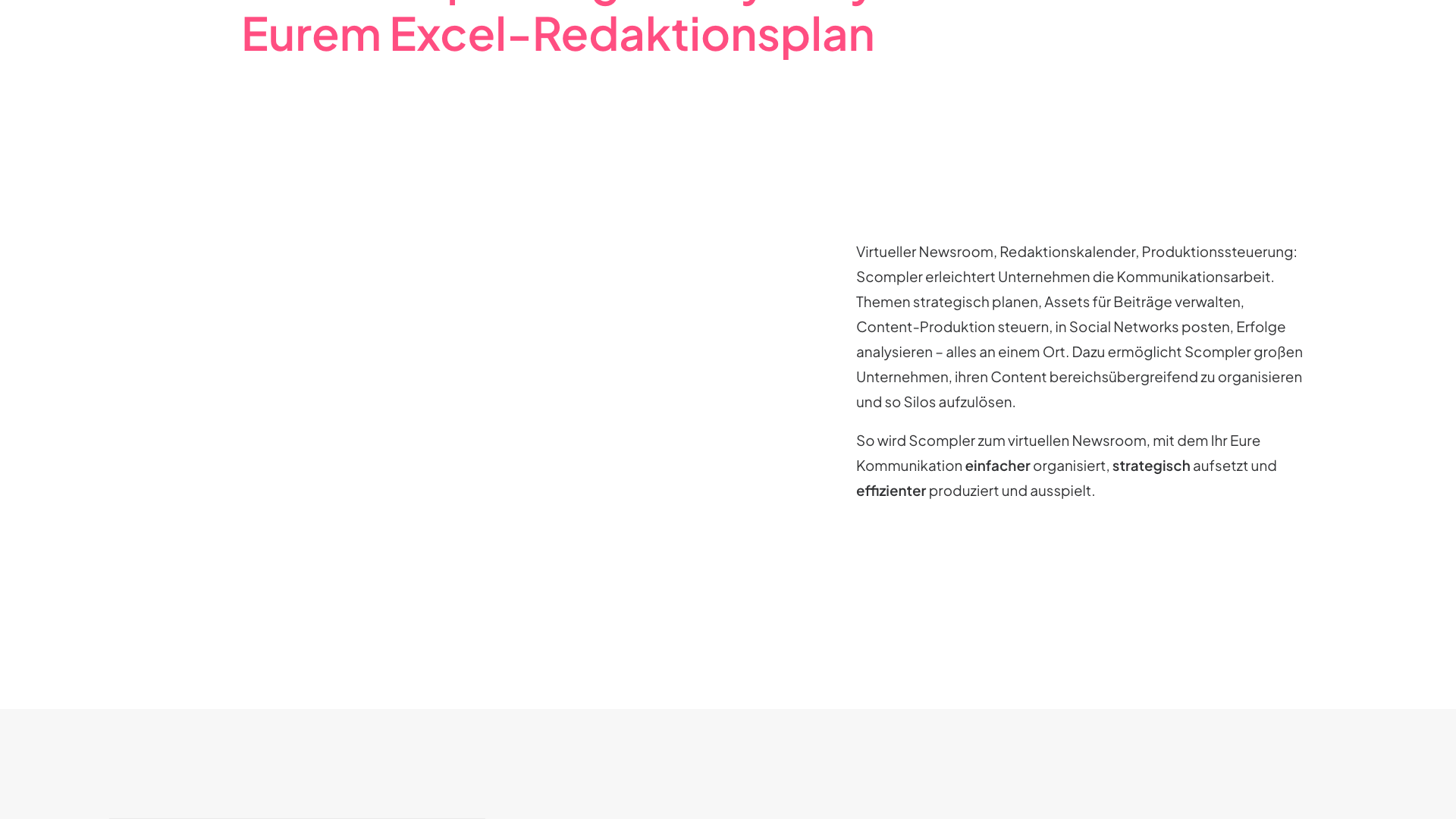 Features page detailing Scompler's capabilities