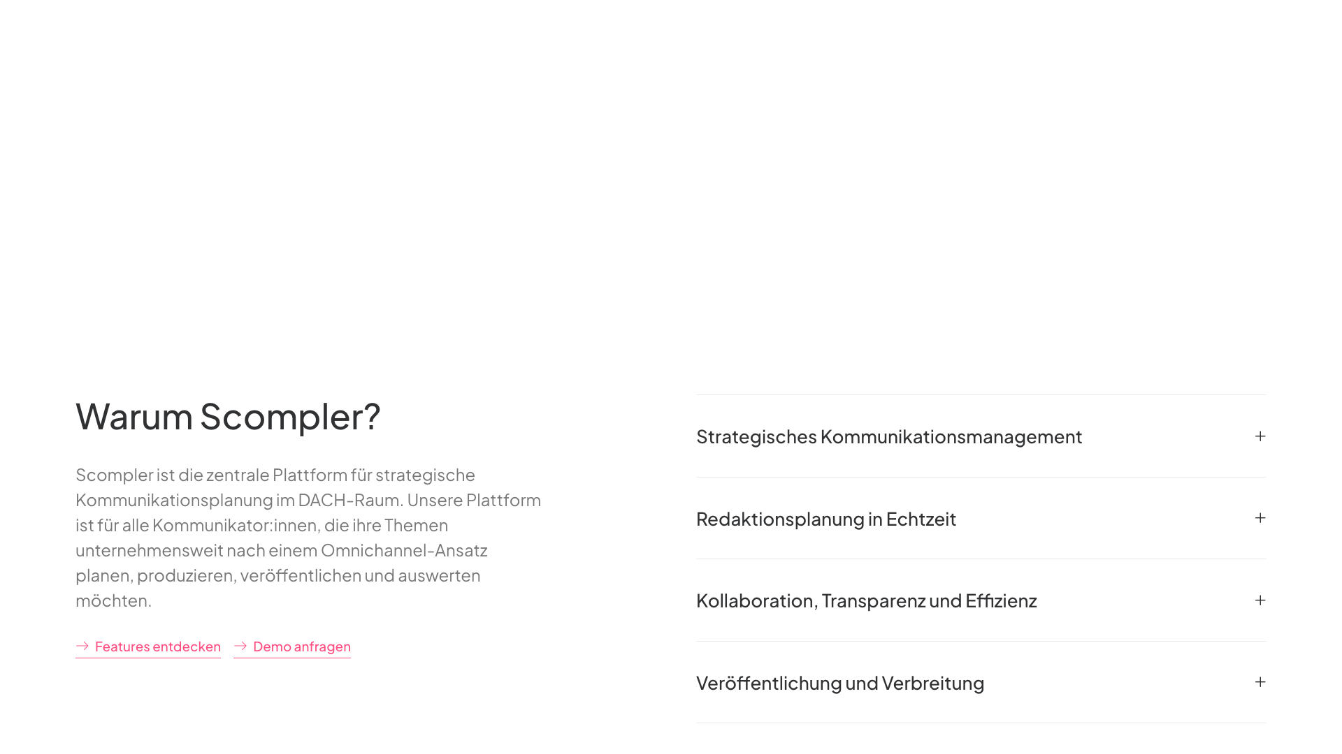 Features section on homepage highlighting key functionalities