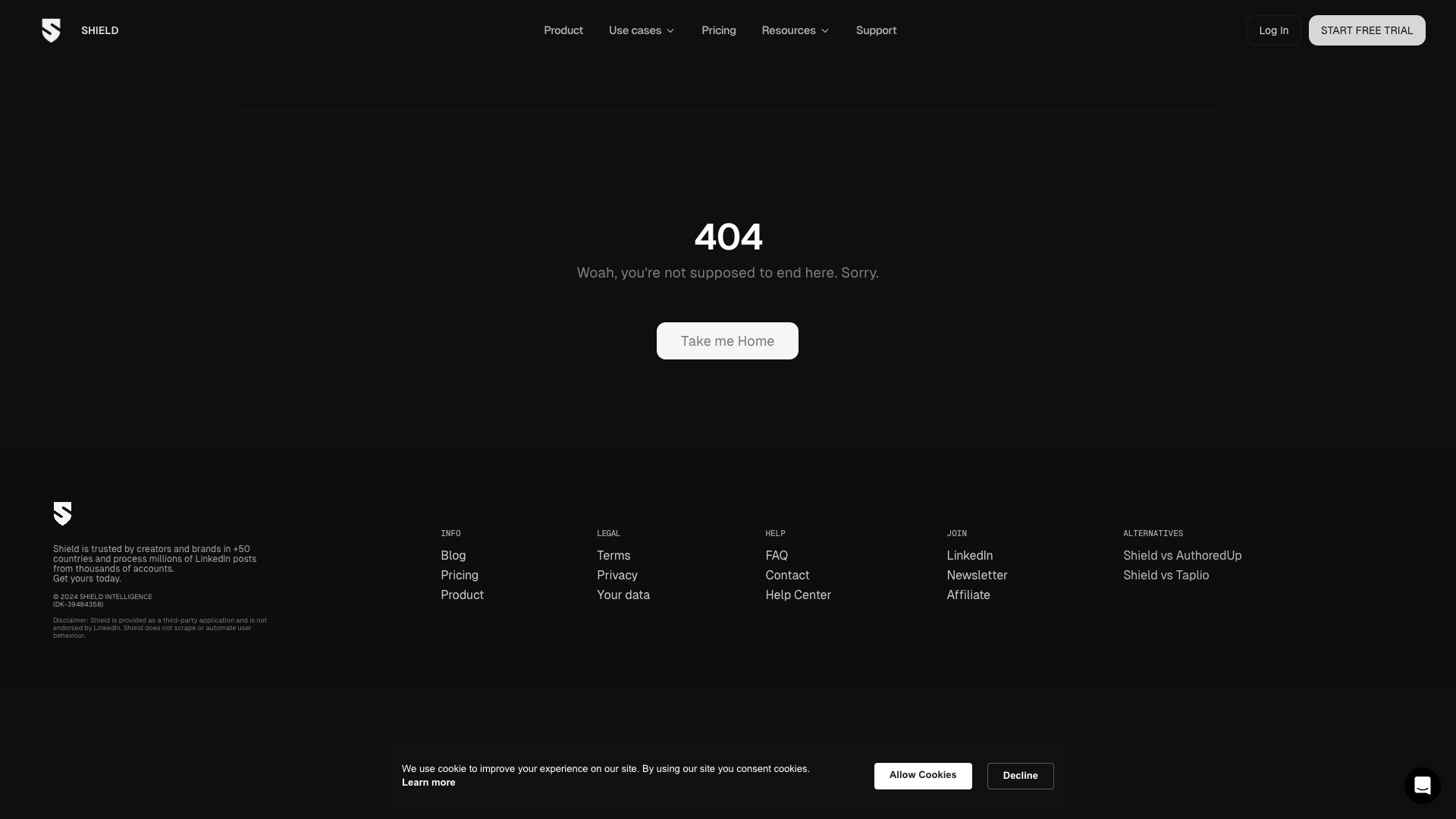 Features page showing Shield's analytics capabilities