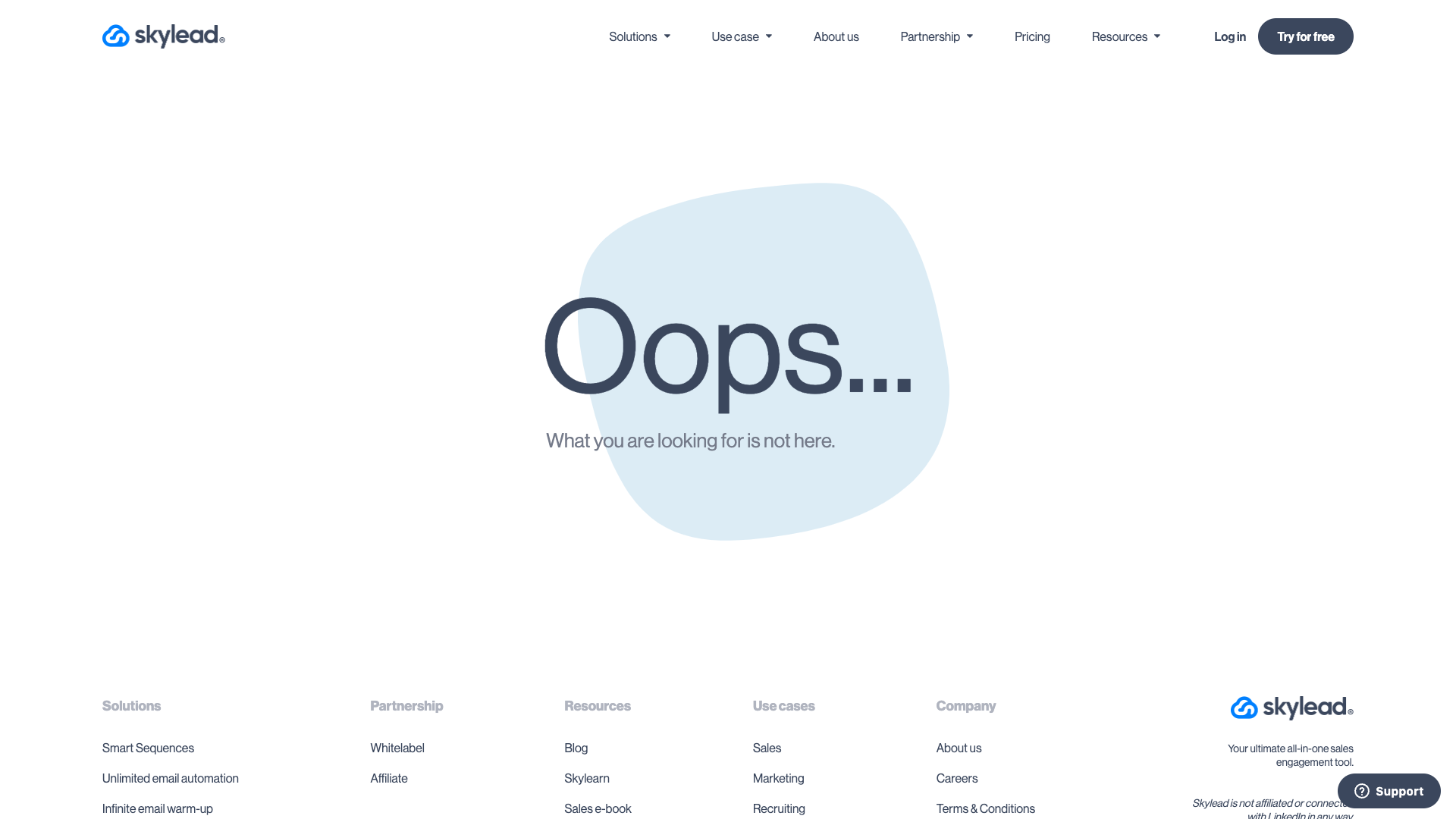 Solutions page detailing Skylead's core value proposition