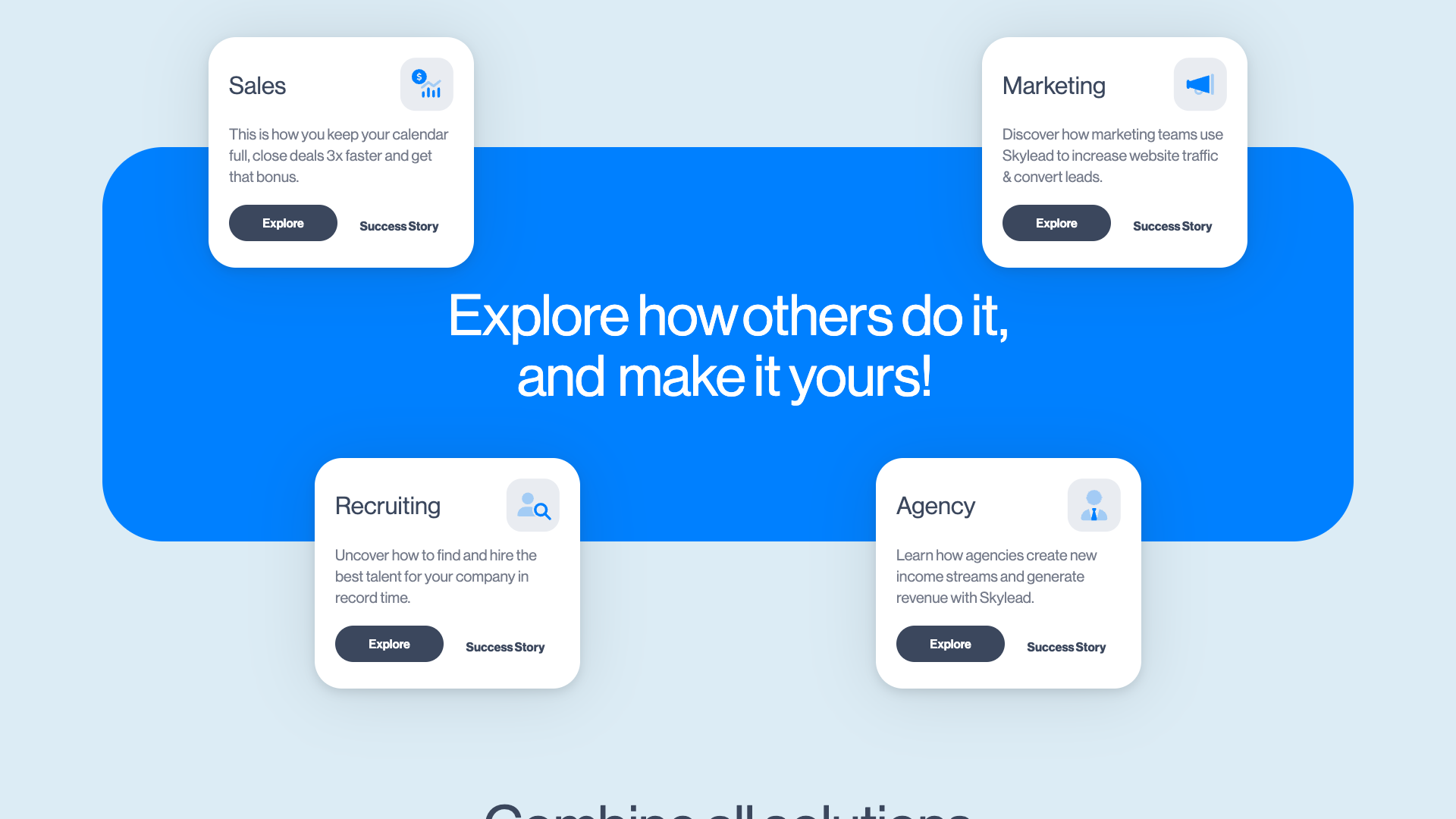 Customer stories section showcasing testimonials and case studies