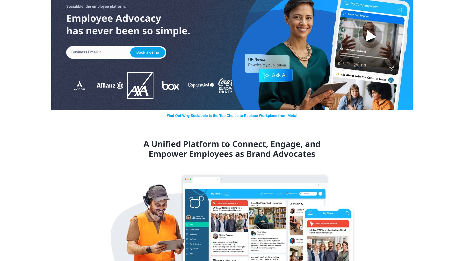 Core value proposition pillars on homepage