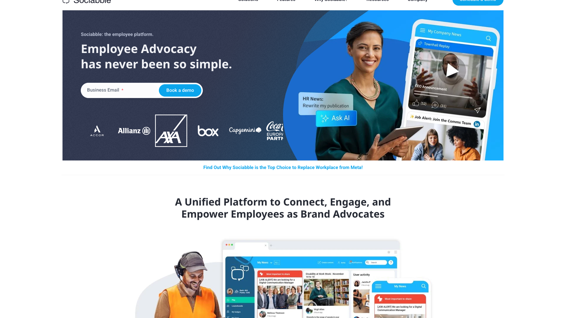 Homepage section highlighting analyst recognition and client logos