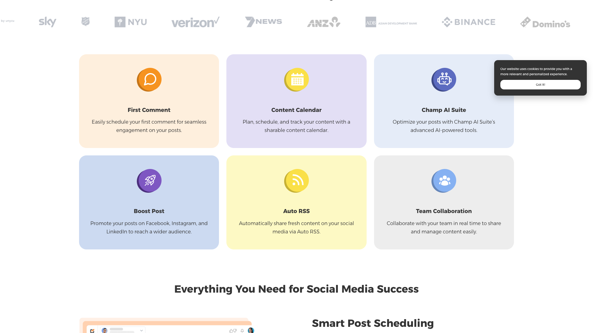 Key features and capabilities of Social Champ