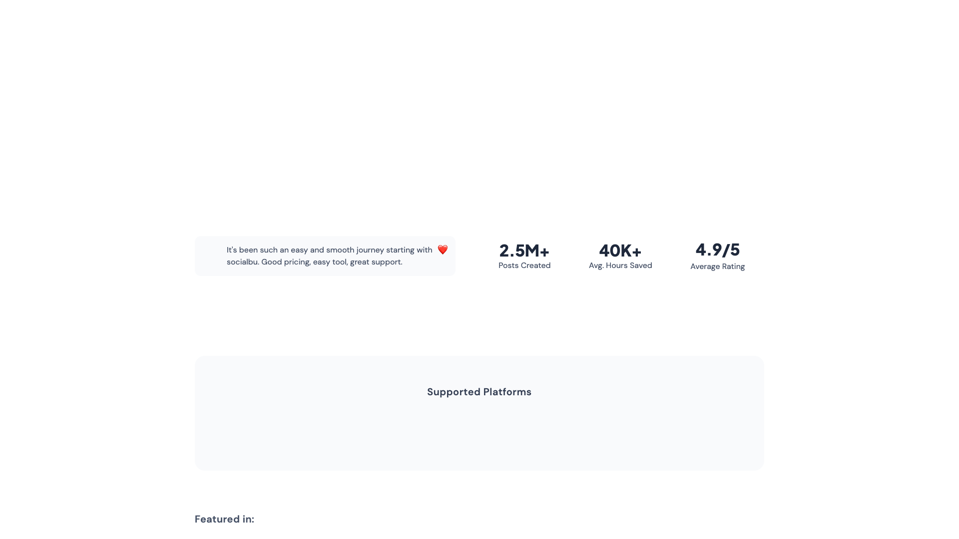 Features section on homepage showcasing SocialBu's capabilities