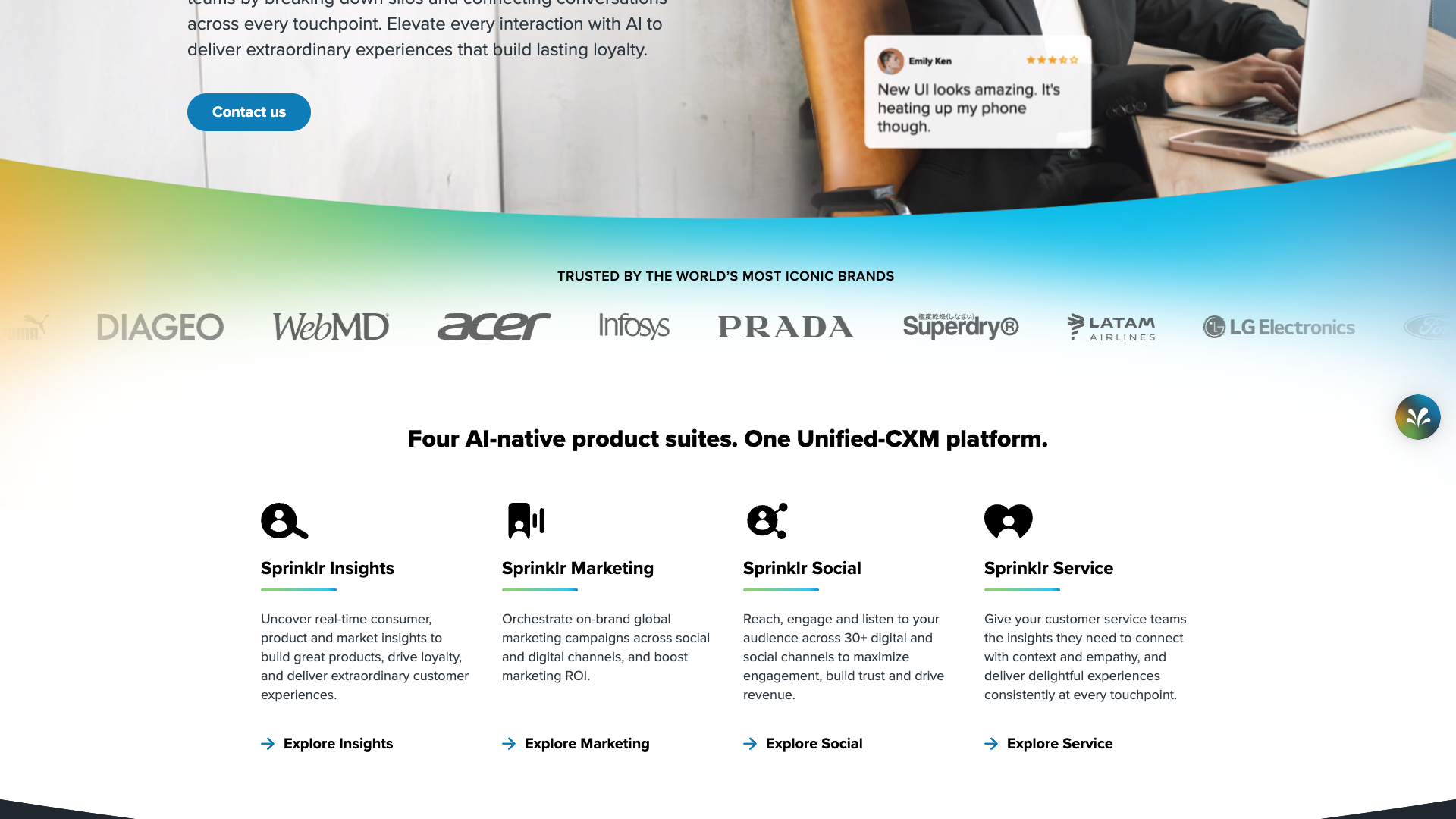 Features section on homepage highlighting AI capabilities