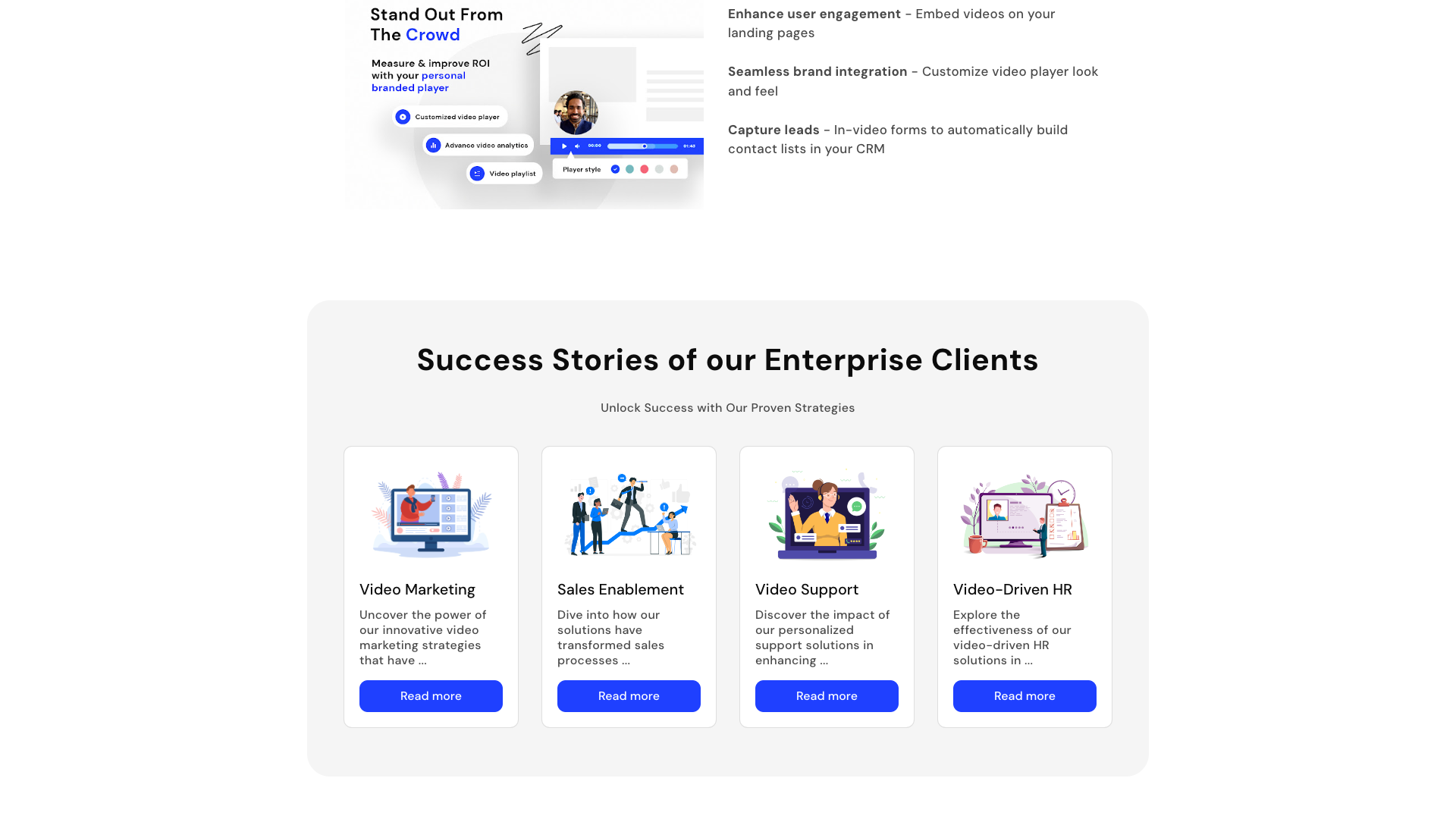 Section on personalized communication features for sales and support