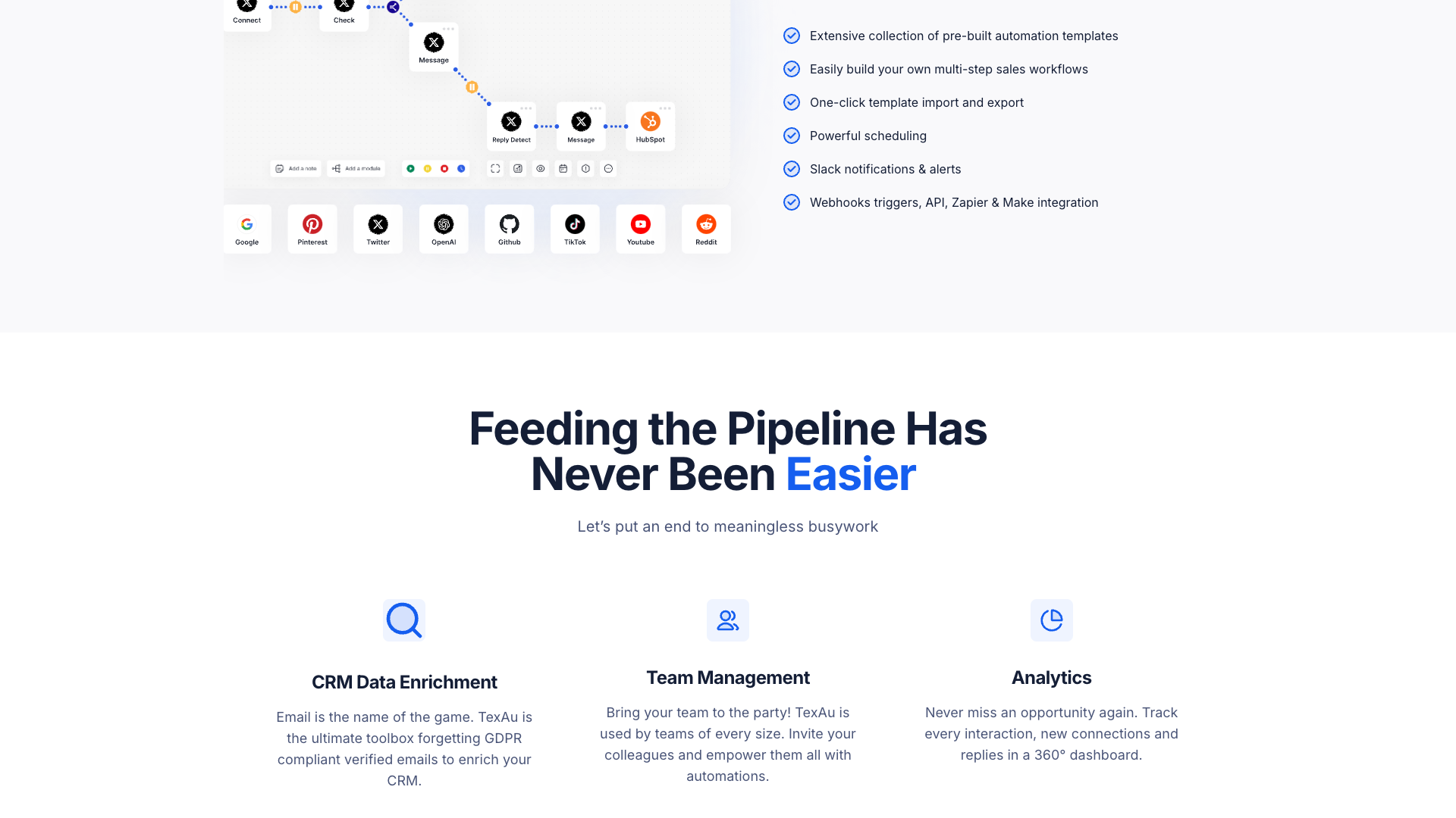 Customer testimonials section on homepage