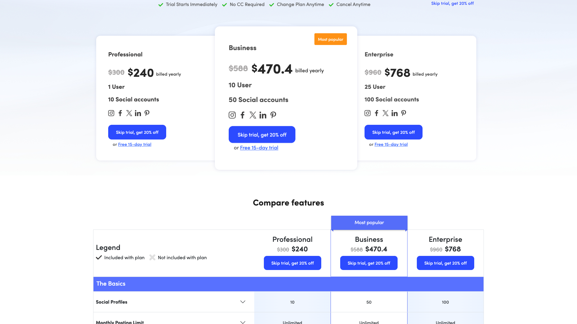 Pricing plans for Viralpep