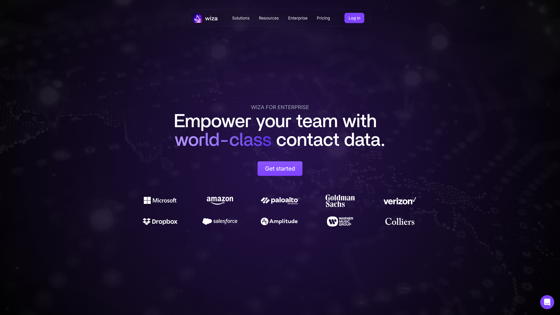 Enterprise page highlighting Wiza's coverage and deliverability advantages