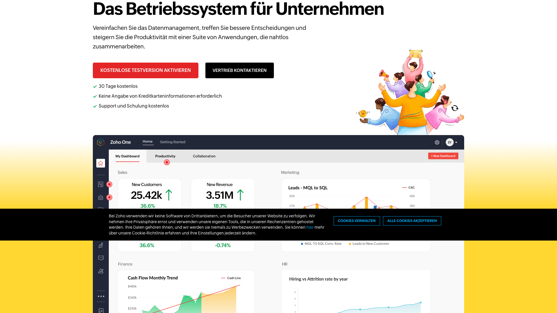 Zoho One page describing the integrated suite of applications