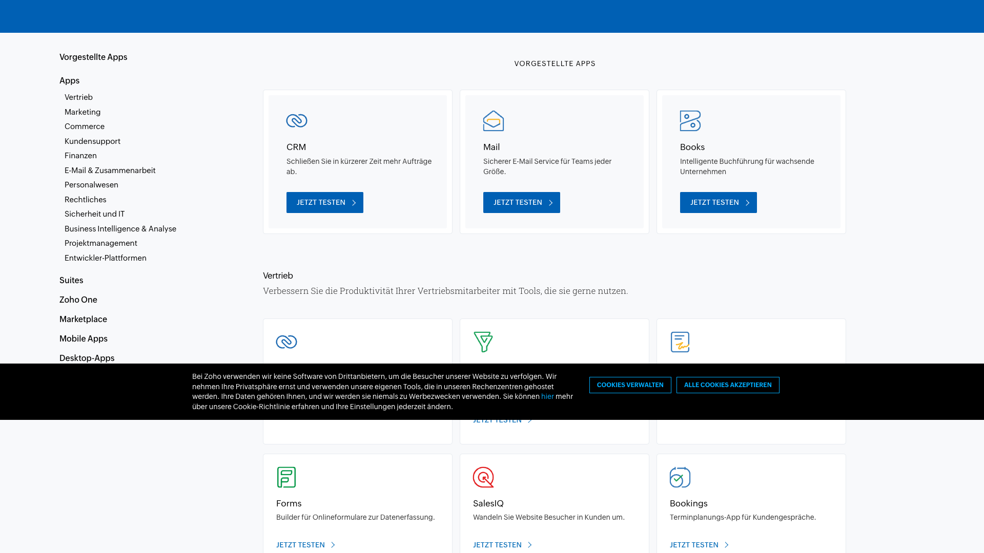 Overview of all Zoho products