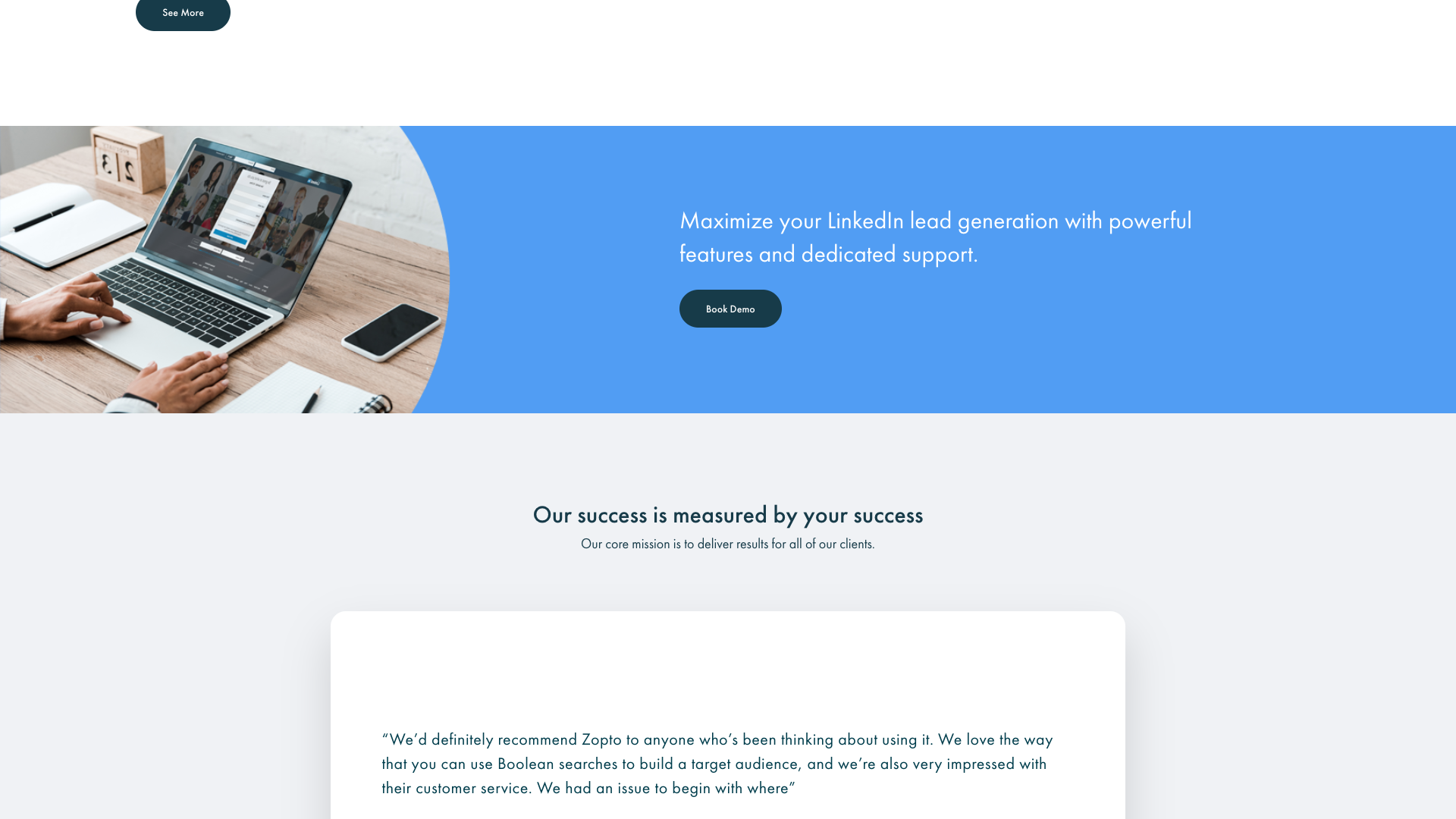 Testimonials highlighting customer experiences with Zopto