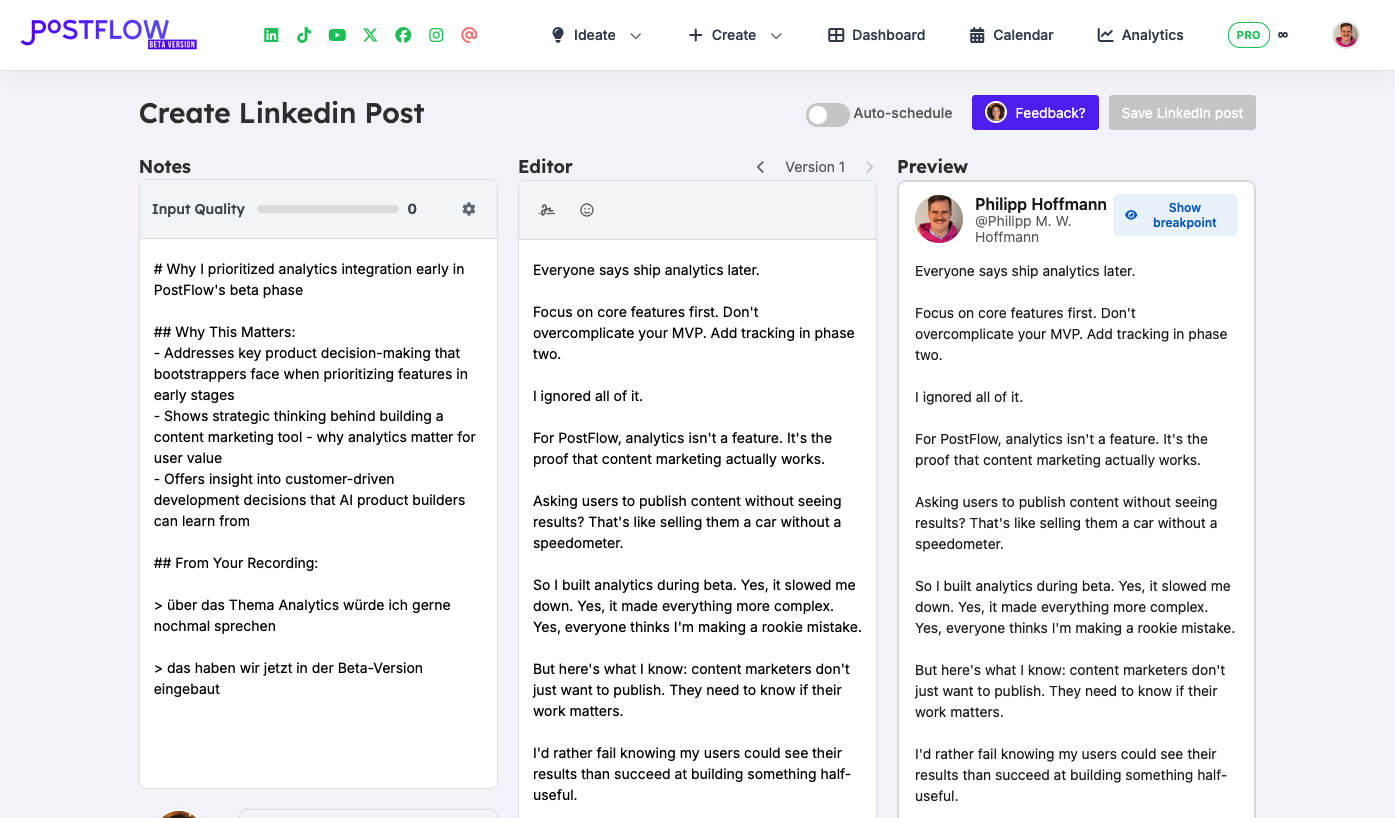 Create LinkedIn post