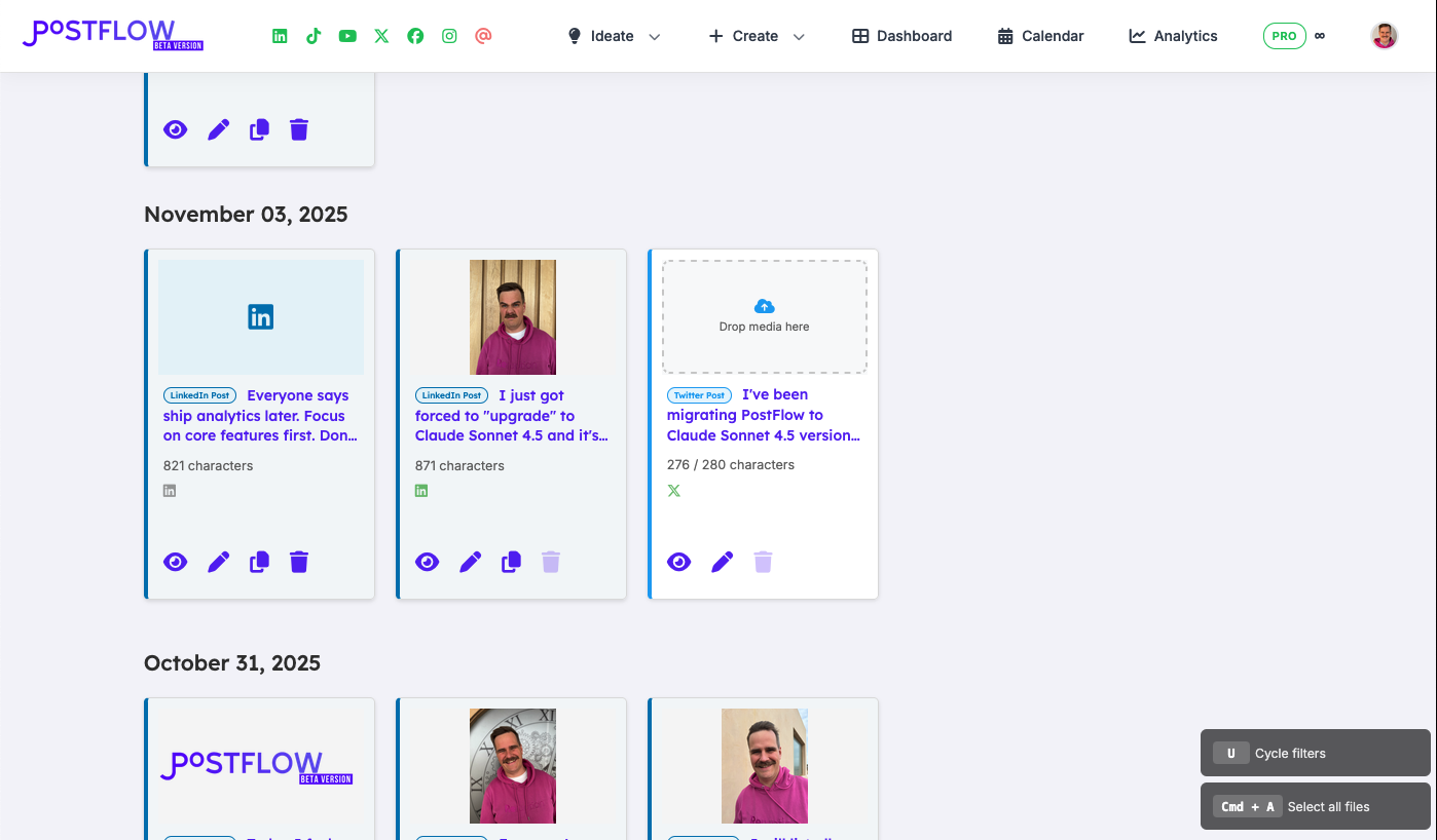 Manage content on dashboard